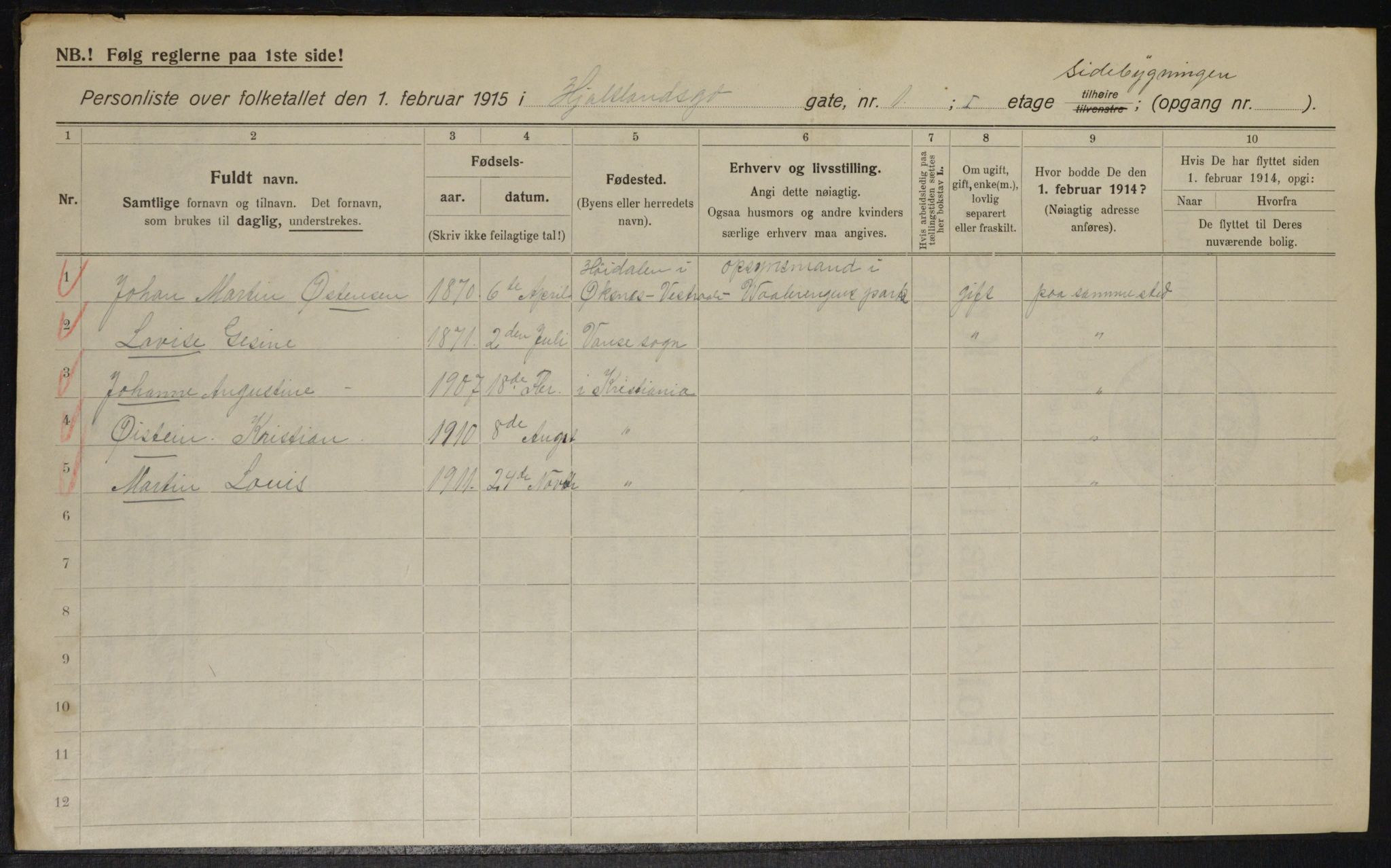 OBA, Kommunal folketelling 1.2.1915 for Kristiania, 1915, s. 39750