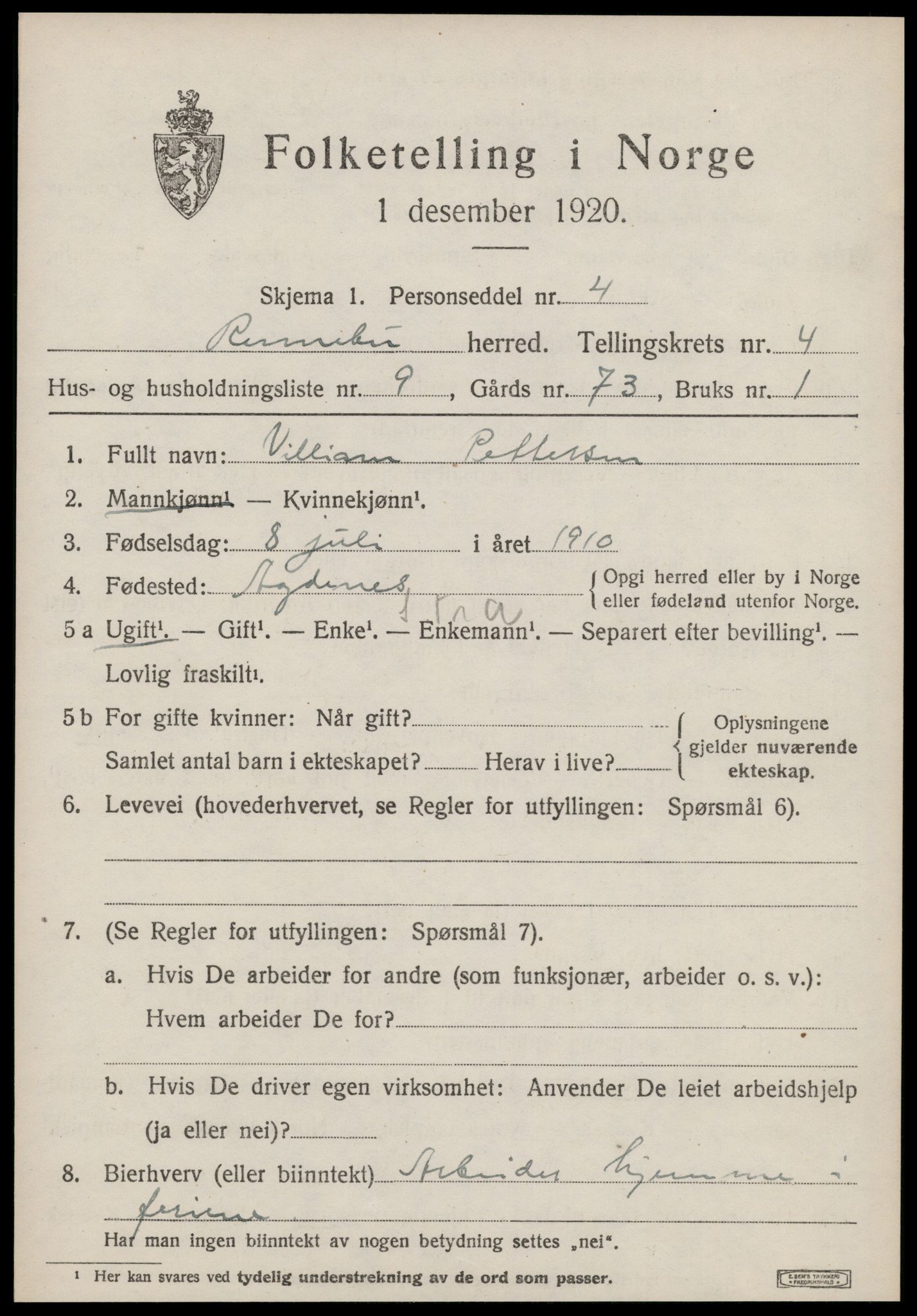 SAT, Folketelling 1920 for 1635 Rennebu herred, 1920, s. 2656