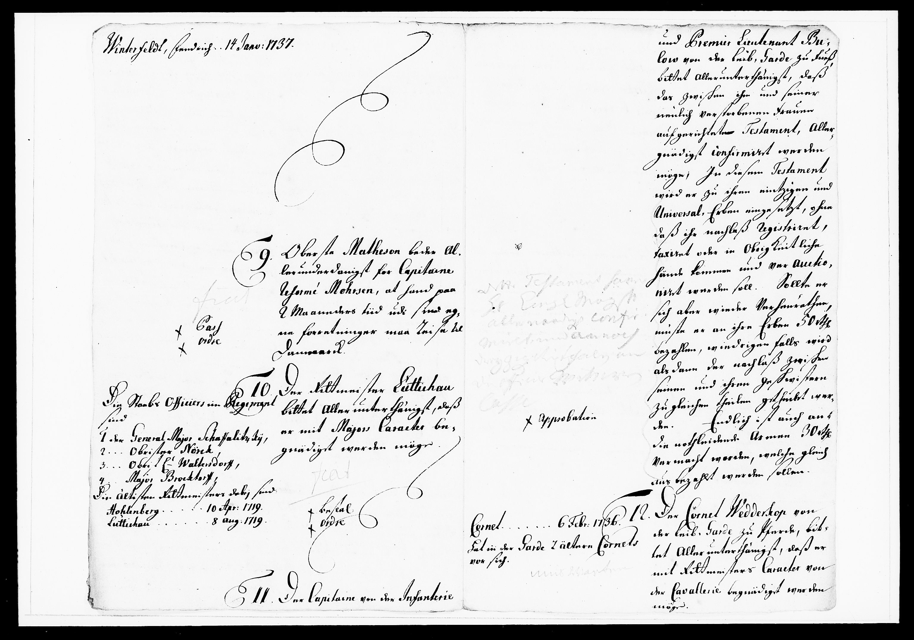 Krigskollegiet, Krigskancelliet, DRA/A-0006/-/1143-1150: Refererede sager, 1738, s. 35