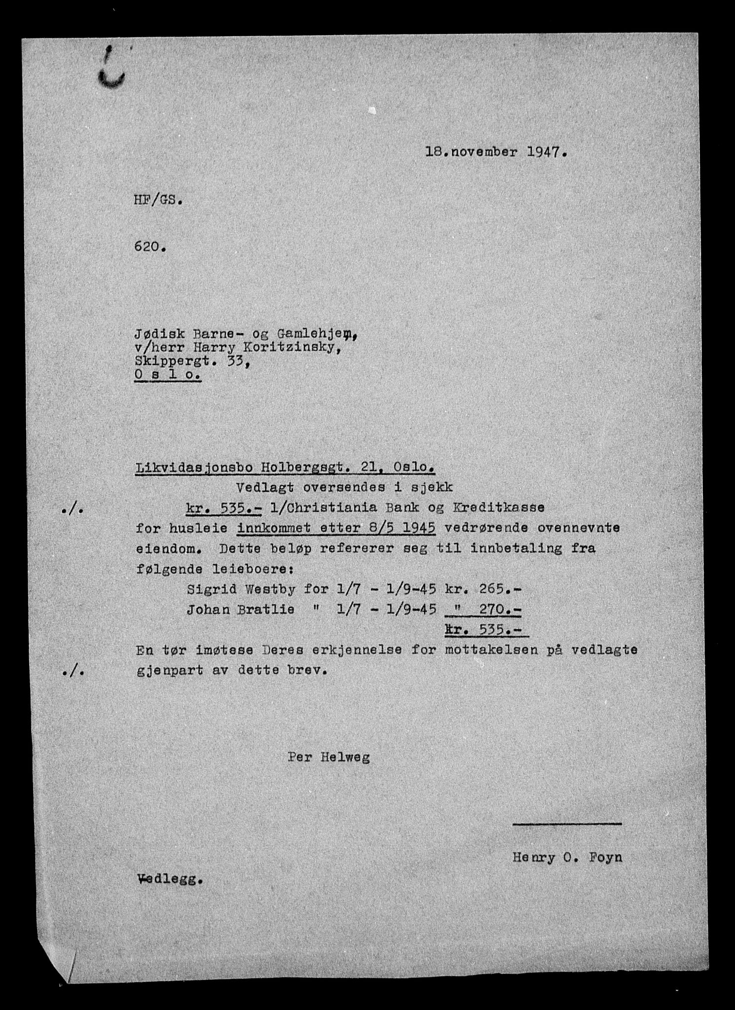 Justisdepartementet, Tilbakeføringskontoret for inndratte formuer, AV/RA-S-1564/H/Hc/Hcc/L0944: --, 1945-1947, s. 198