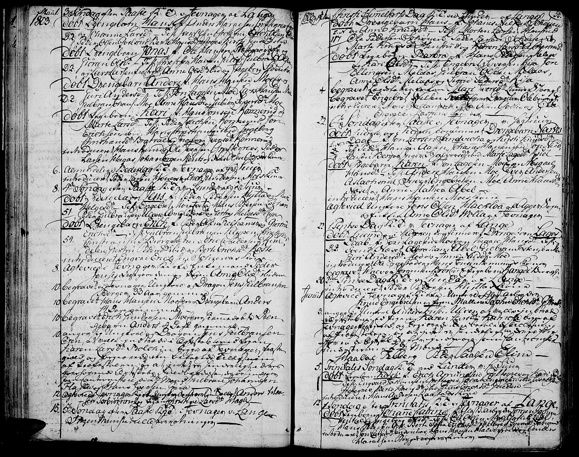 Jevnaker prestekontor, AV/SAH-PREST-116/H/Ha/Haa/L0004: Ministerialbok nr. 4, 1800-1861, s. 52-53