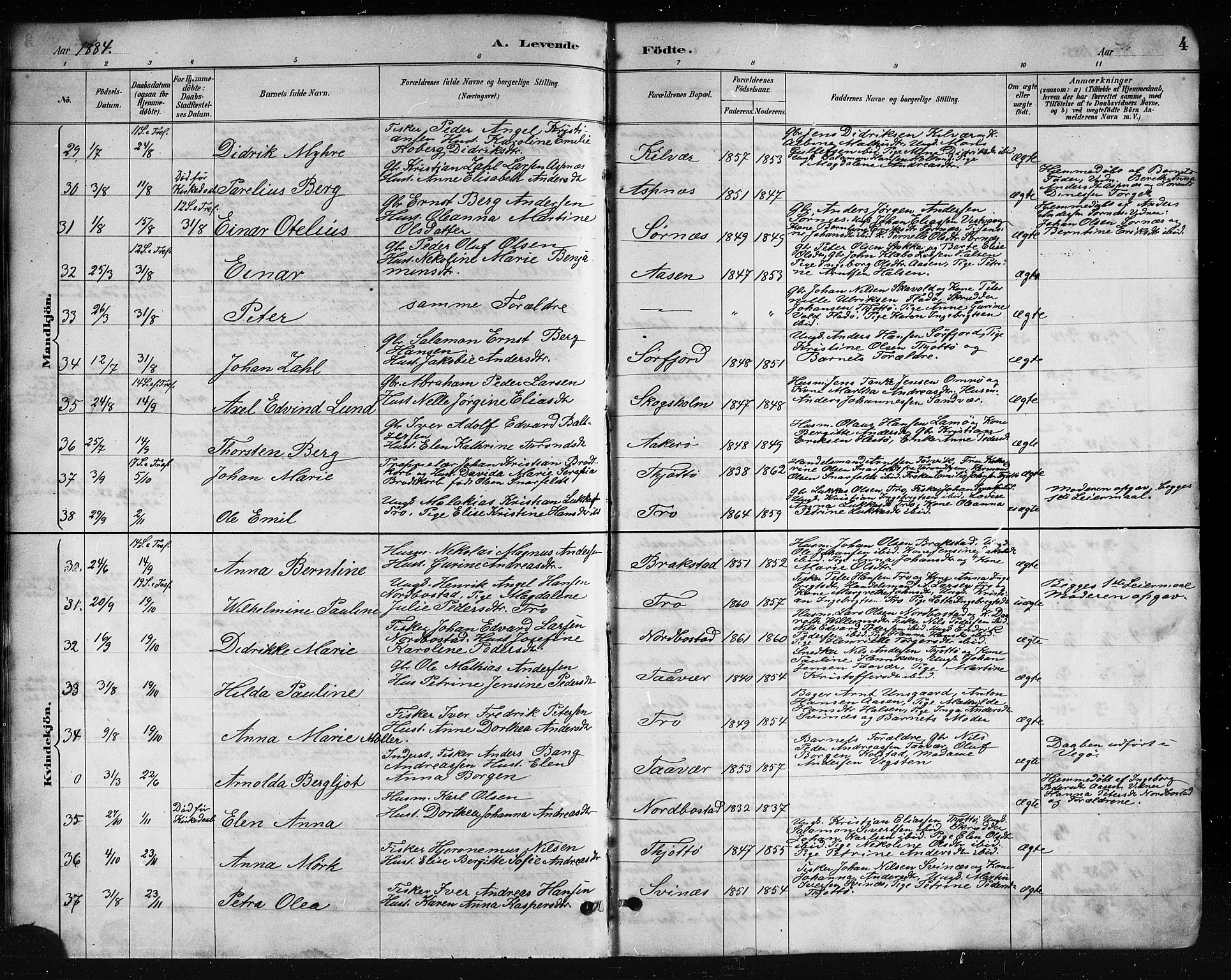 Ministerialprotokoller, klokkerbøker og fødselsregistre - Nordland, AV/SAT-A-1459/817/L0268: Klokkerbok nr. 817C03, 1884-1920, s. 4