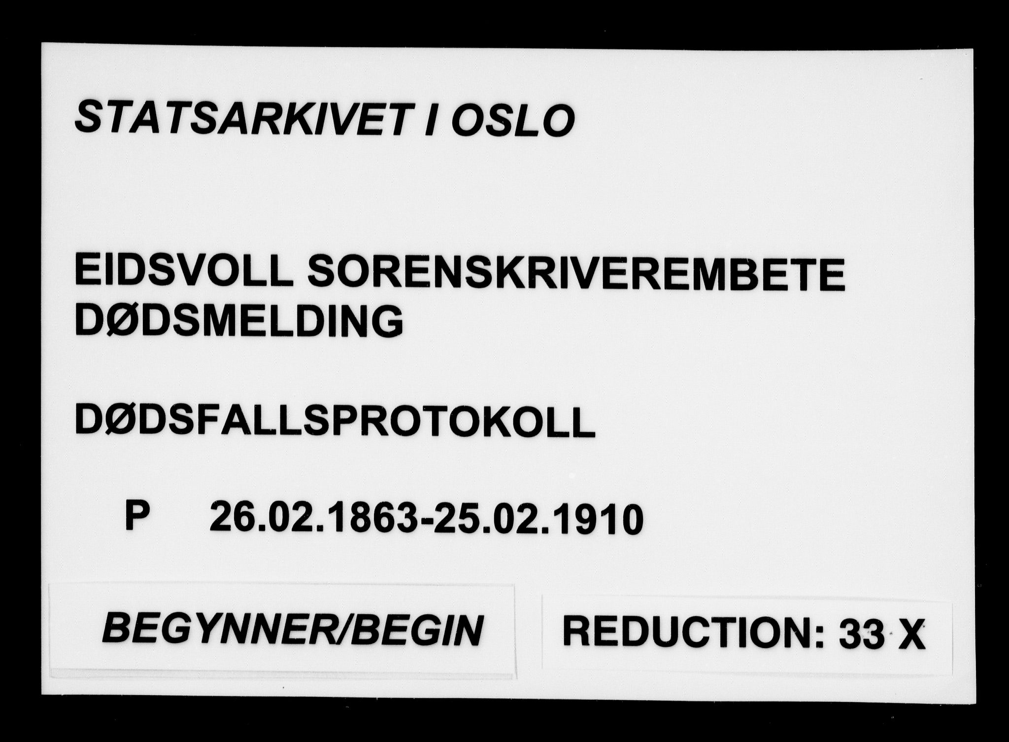 Eidsvoll tingrett, AV/SAO-A-10371/H/Ha/Haa/L0002: Dødsmeldingsprotokoll - Sorenskriveriet, 1863-1910