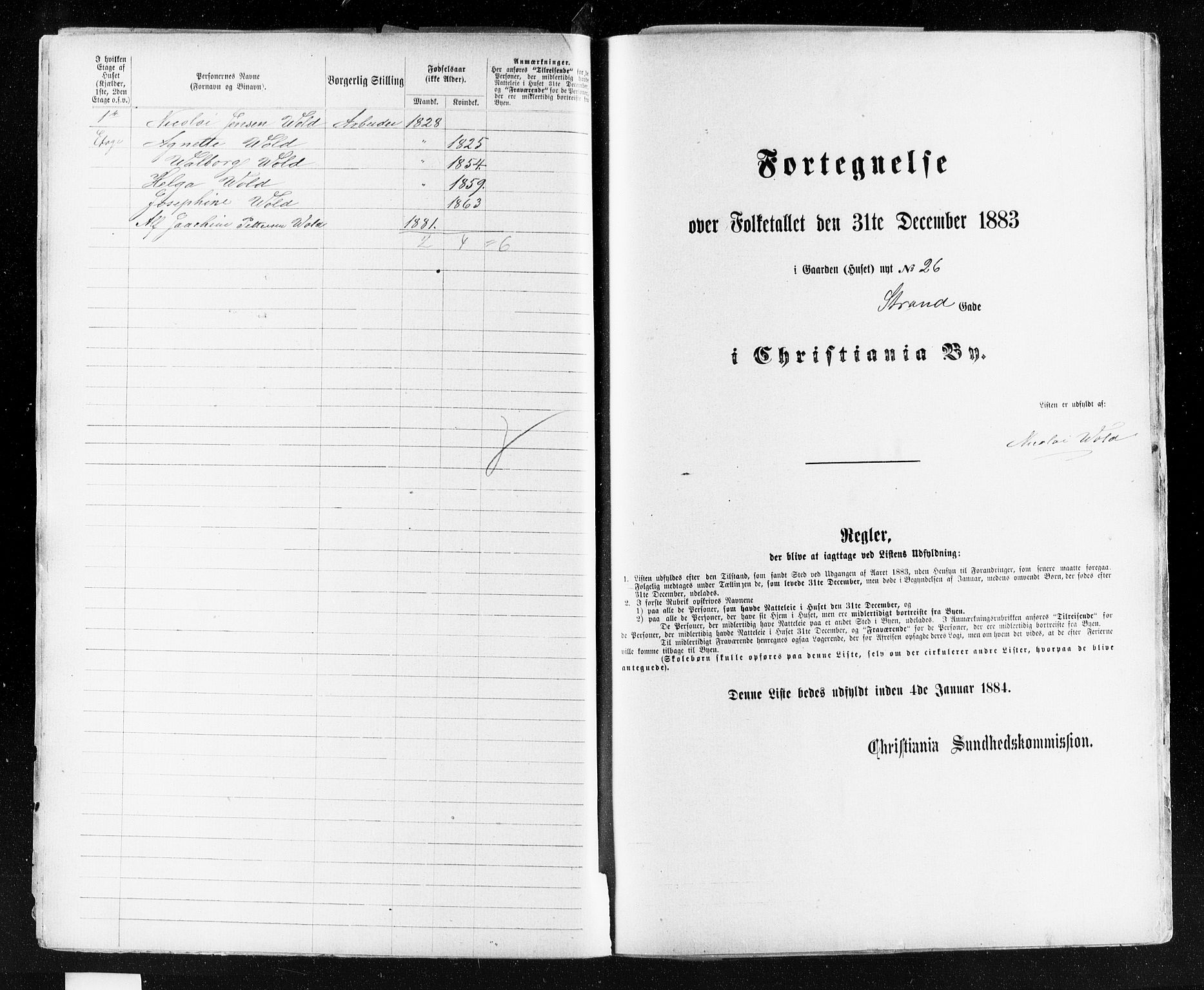 OBA, Kommunal folketelling 31.12.1883 for Kristiania kjøpstad, 1883, s. 4397