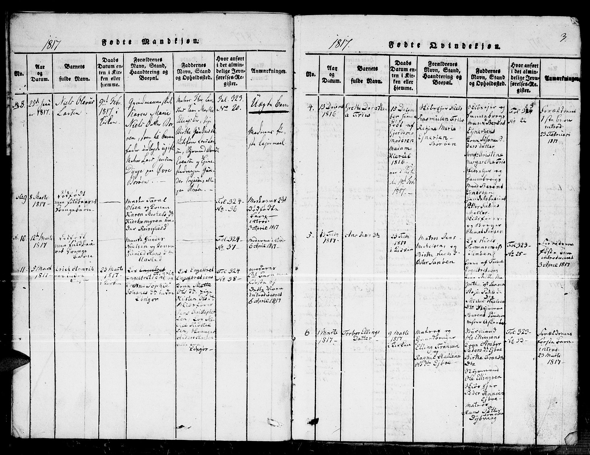 Dypvåg sokneprestkontor, AV/SAK-1111-0007/F/Fb/Fba/L0009: Klokkerbok nr. B 9, 1816-1842, s. 3