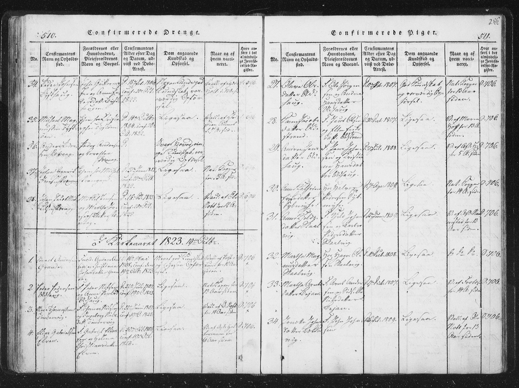 Ministerialprotokoller, klokkerbøker og fødselsregistre - Sør-Trøndelag, AV/SAT-A-1456/659/L0734: Ministerialbok nr. 659A04, 1818-1825, s. 510-511