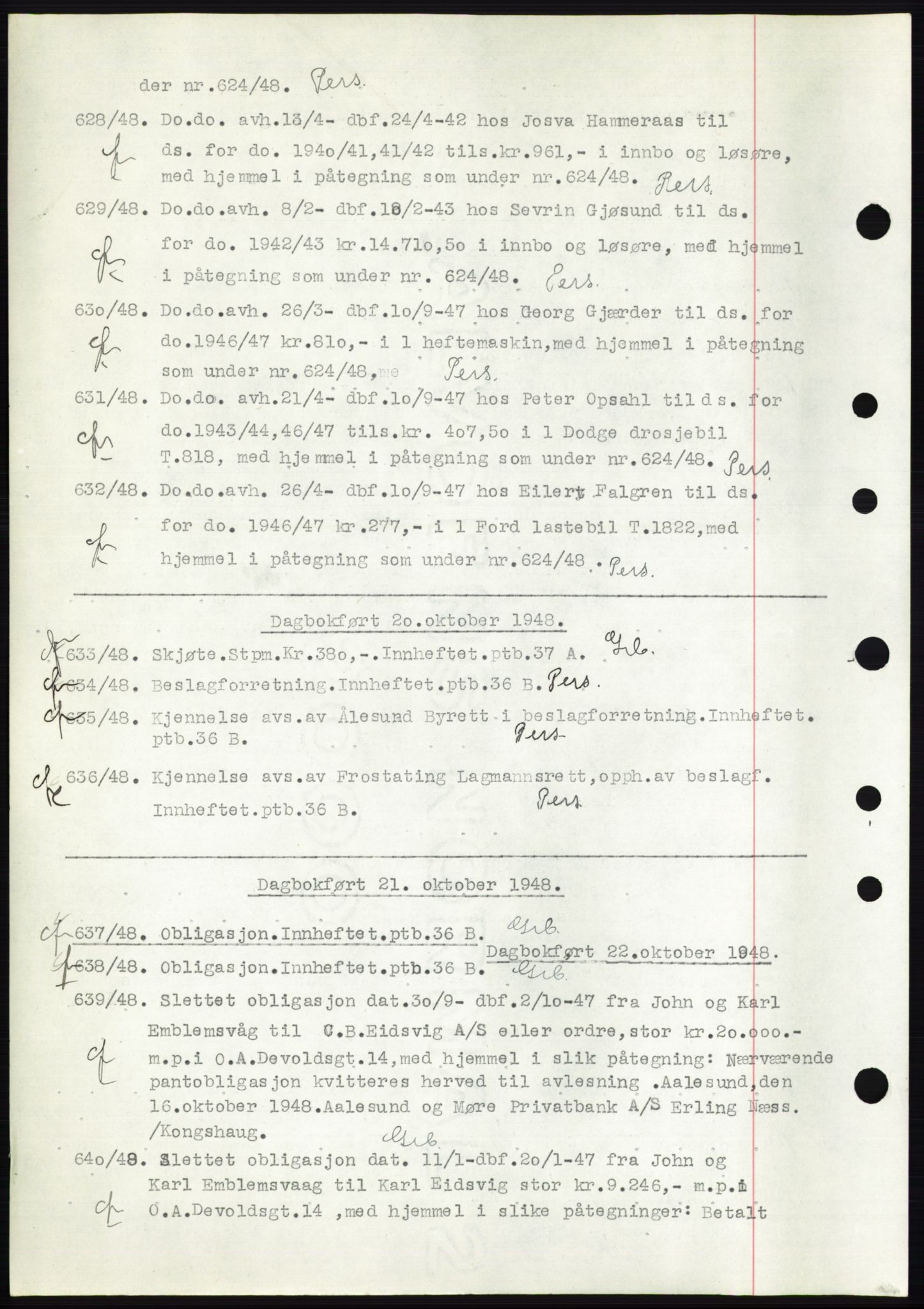 Ålesund byfogd, AV/SAT-A-4384: Pantebok nr. C34-35, 1946-1950, Dagboknr: 628/1948