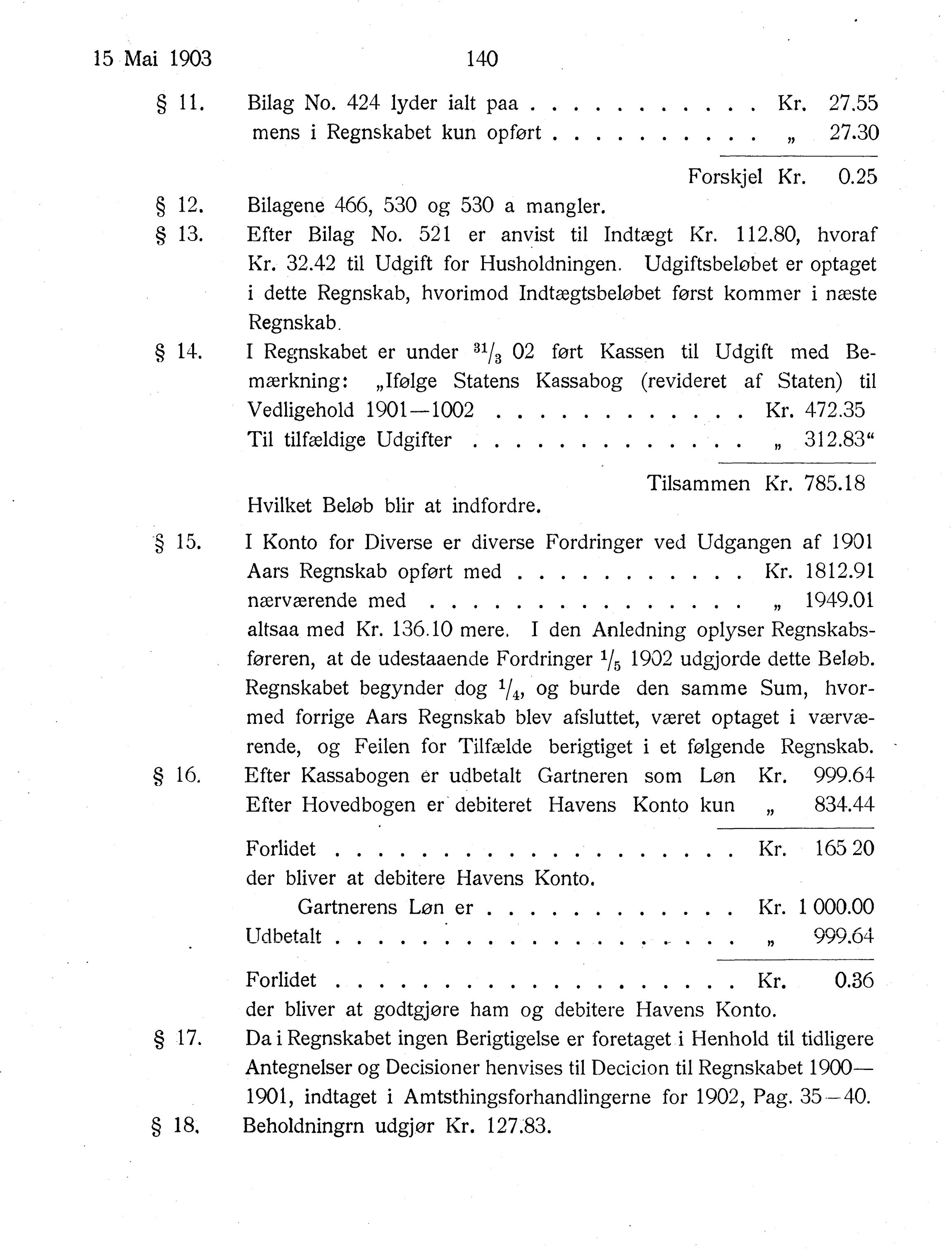 Nordland Fylkeskommune. Fylkestinget, AIN/NFK-17/176/A/Ac/L0026: Fylkestingsforhandlinger 1903, 1903