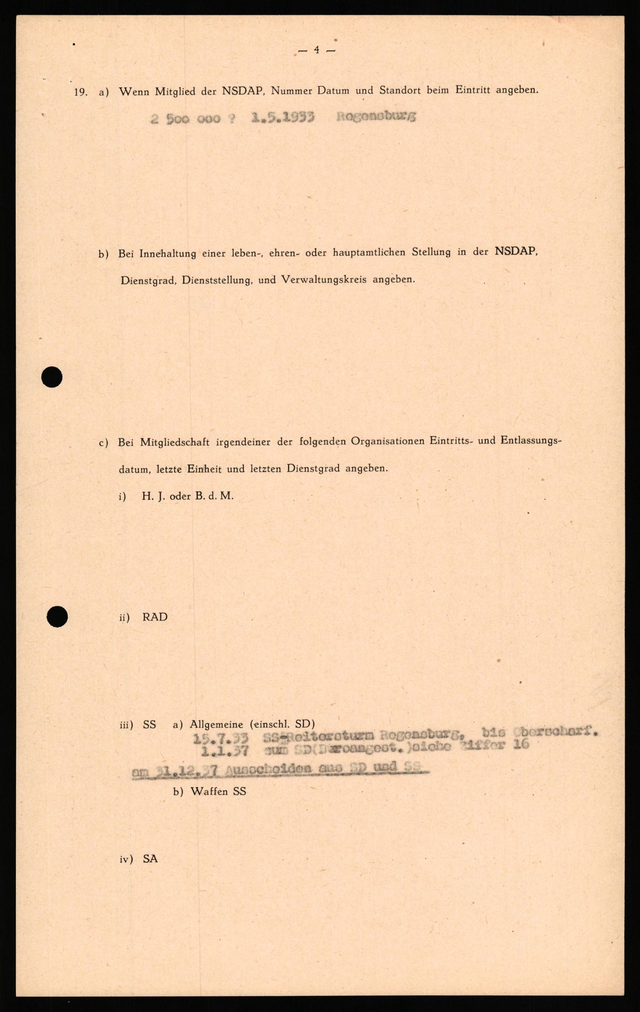 Forsvaret, Forsvarets overkommando II, RA/RAFA-3915/D/Db/L0031: CI Questionaires. Tyske okkupasjonsstyrker i Norge. Tyskere., 1945-1946, s. 215