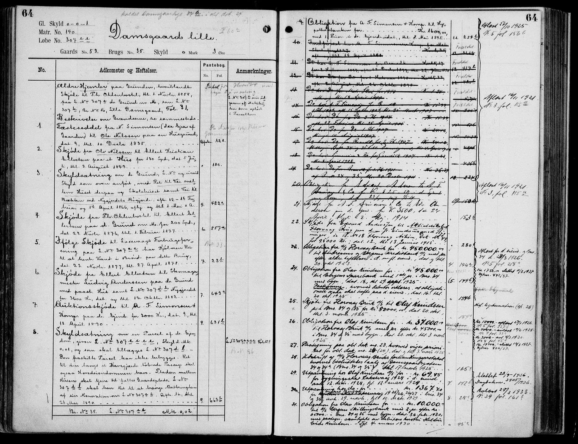 Midhordland sorenskriveri, AV/SAB-A-3001/1/G/Ga/Gab/L0113: Panteregister nr. II.A.b.113, s. 64