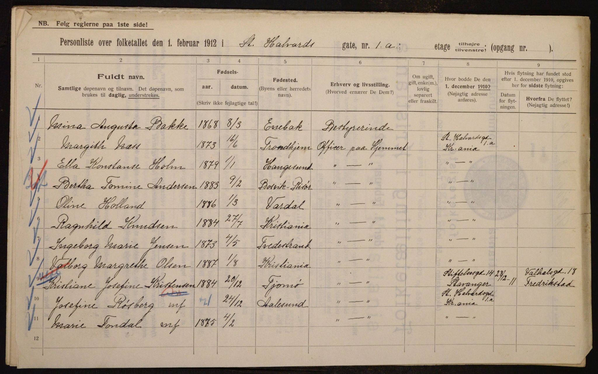OBA, Kommunal folketelling 1.2.1912 for Kristiania, 1912, s. 87648