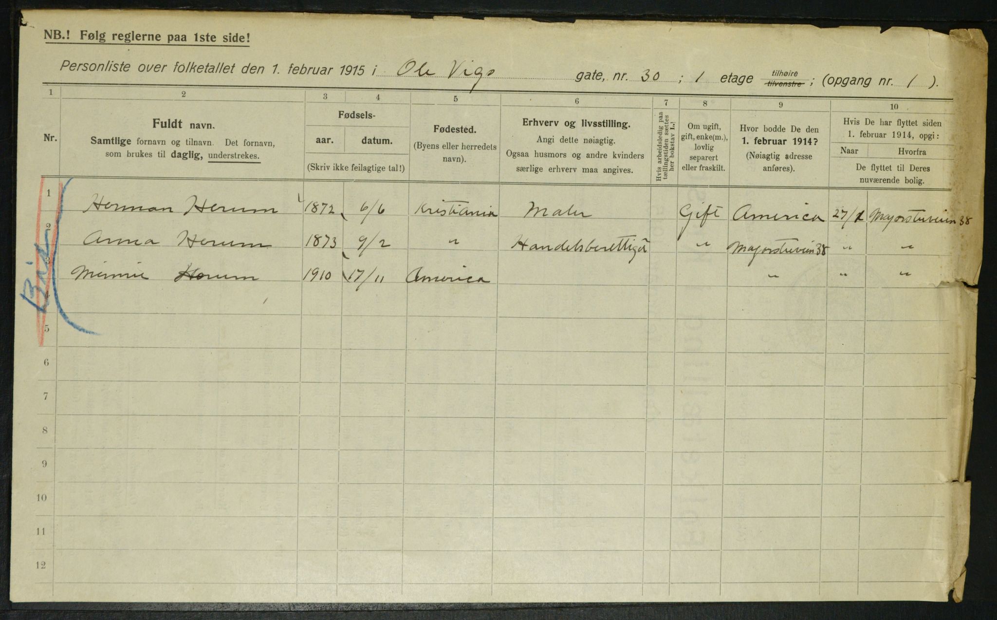 OBA, Kommunal folketelling 1.2.1915 for Kristiania, 1915, s. 75196