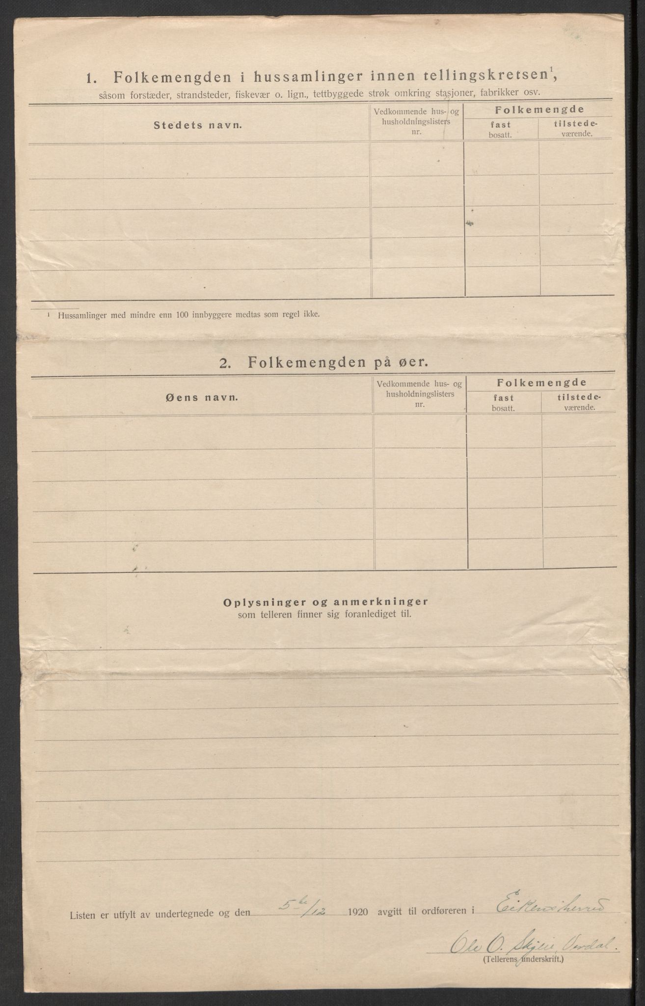 SAK, Folketelling 1920 for 1035 Eiken herred, 1920, s. 14