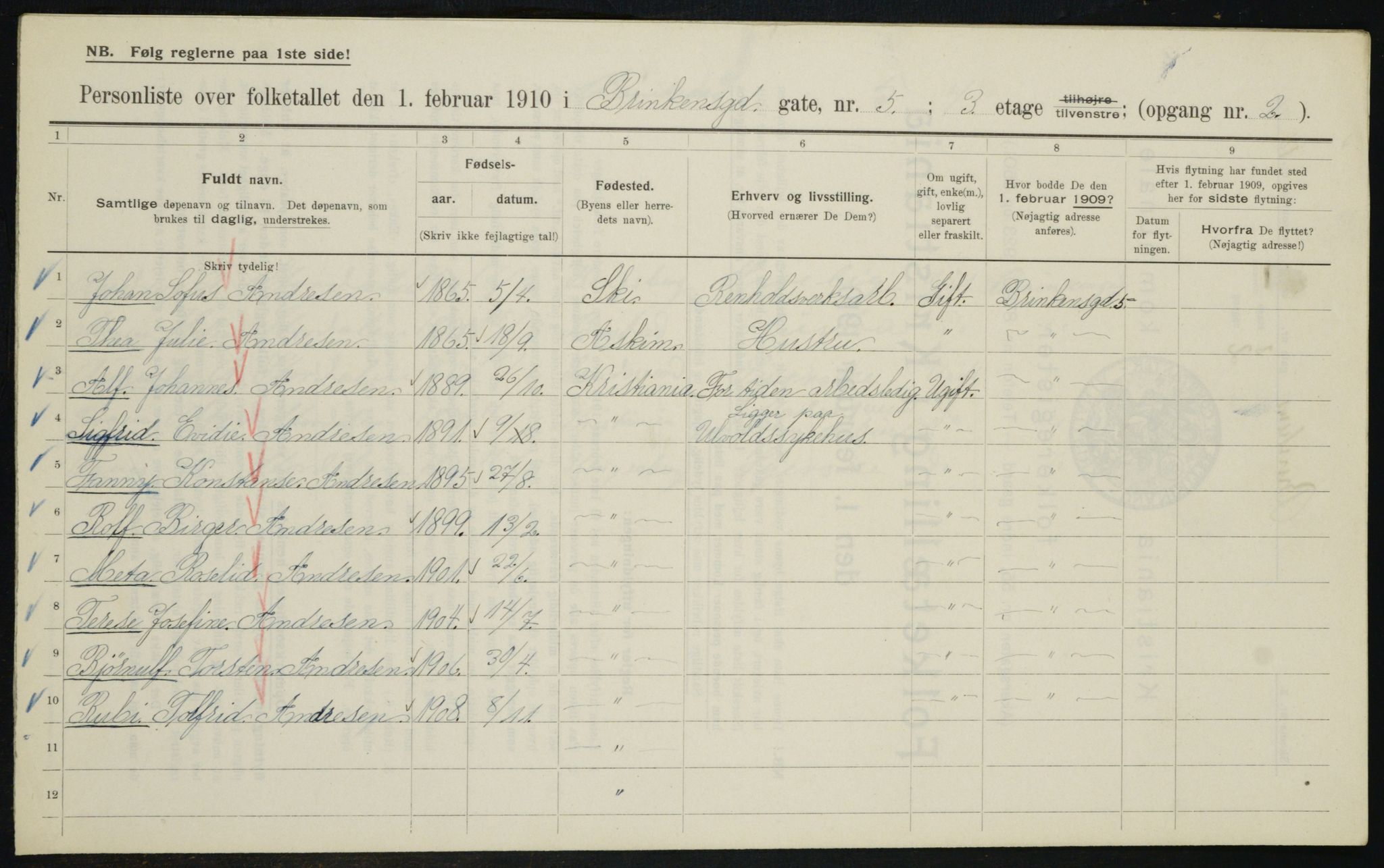 OBA, Kommunal folketelling 1.2.1910 for Kristiania, 1910, s. 8475