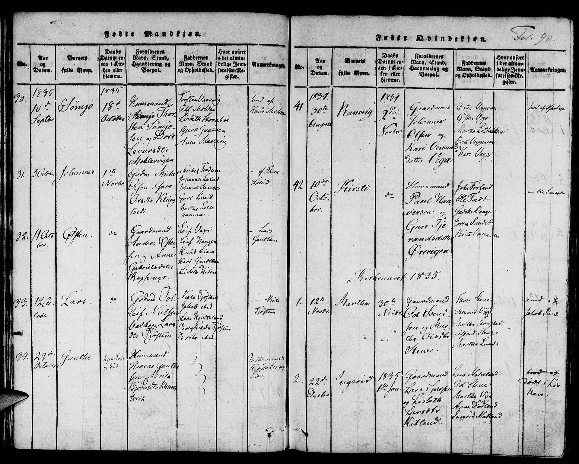 Suldal sokneprestkontor, AV/SAST-A-101845/01/IV/L0006: Ministerialbok nr. A 6, 1816-1836, s. 90