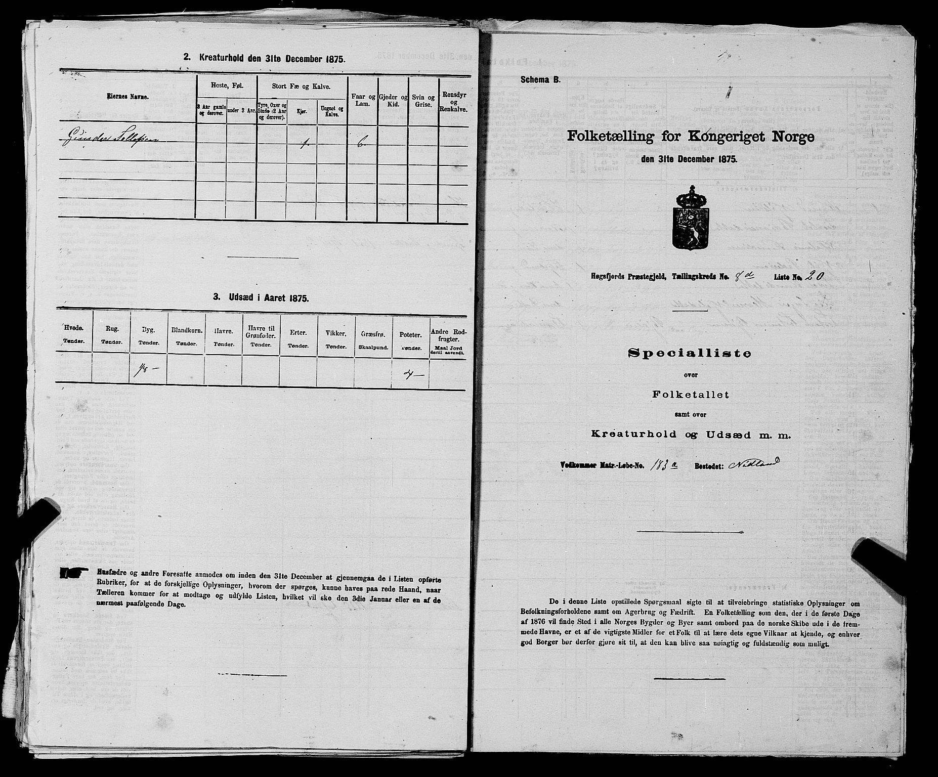 SAST, Folketelling 1875 for 1128P Høgsfjord prestegjeld, 1875, s. 713