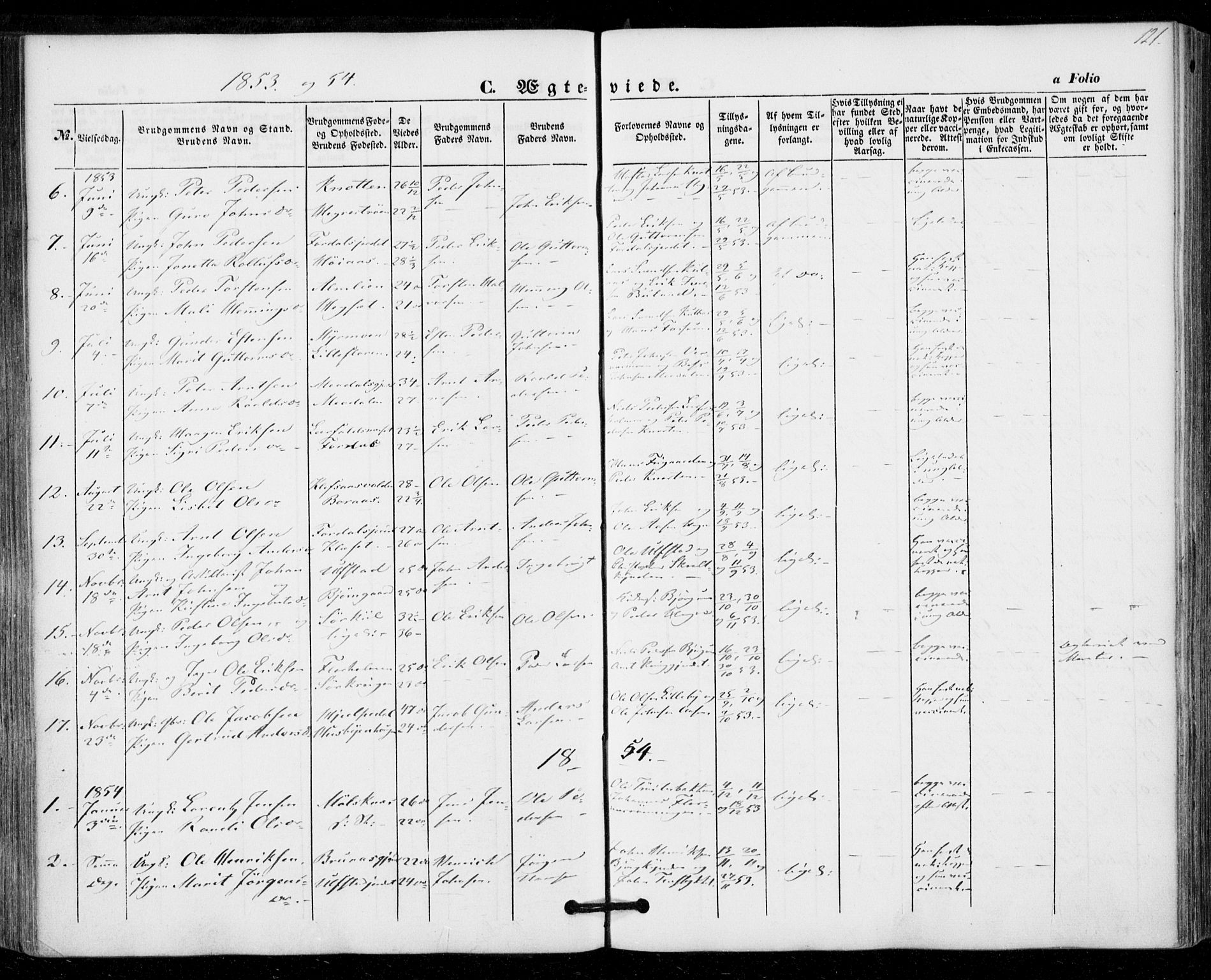 Ministerialprotokoller, klokkerbøker og fødselsregistre - Nord-Trøndelag, AV/SAT-A-1458/703/L0028: Ministerialbok nr. 703A01, 1850-1862, s. 121