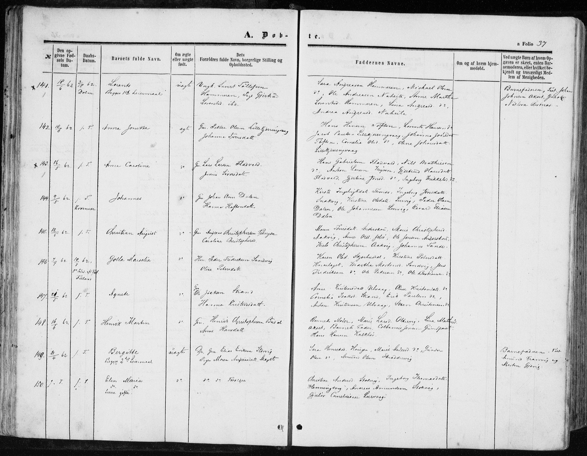 Ministerialprotokoller, klokkerbøker og fødselsregistre - Sør-Trøndelag, AV/SAT-A-1456/634/L0531: Ministerialbok nr. 634A07, 1861-1870, s. 37