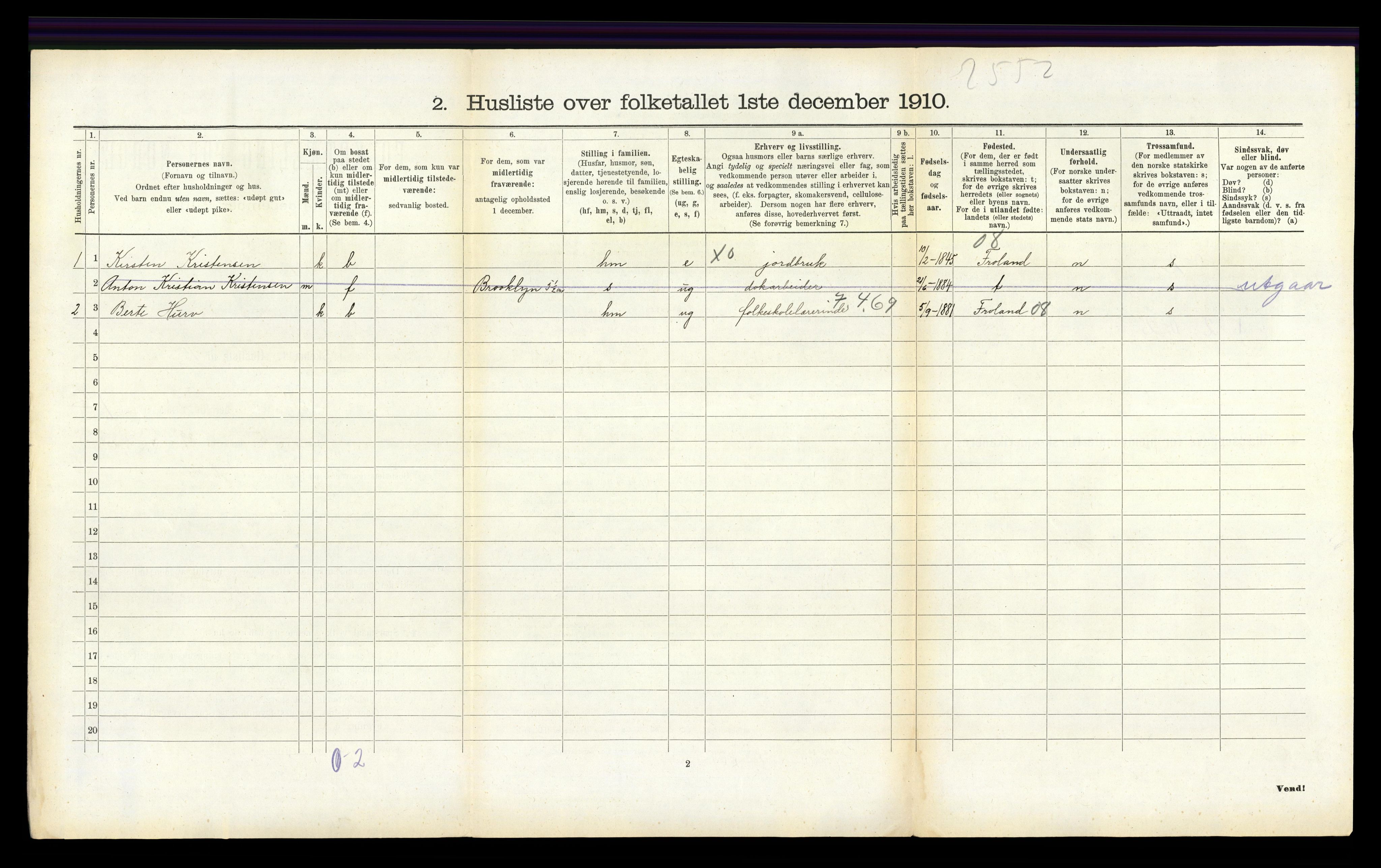 RA, Folketelling 1910 for 0923 Fjære herred, 1910, s. 268