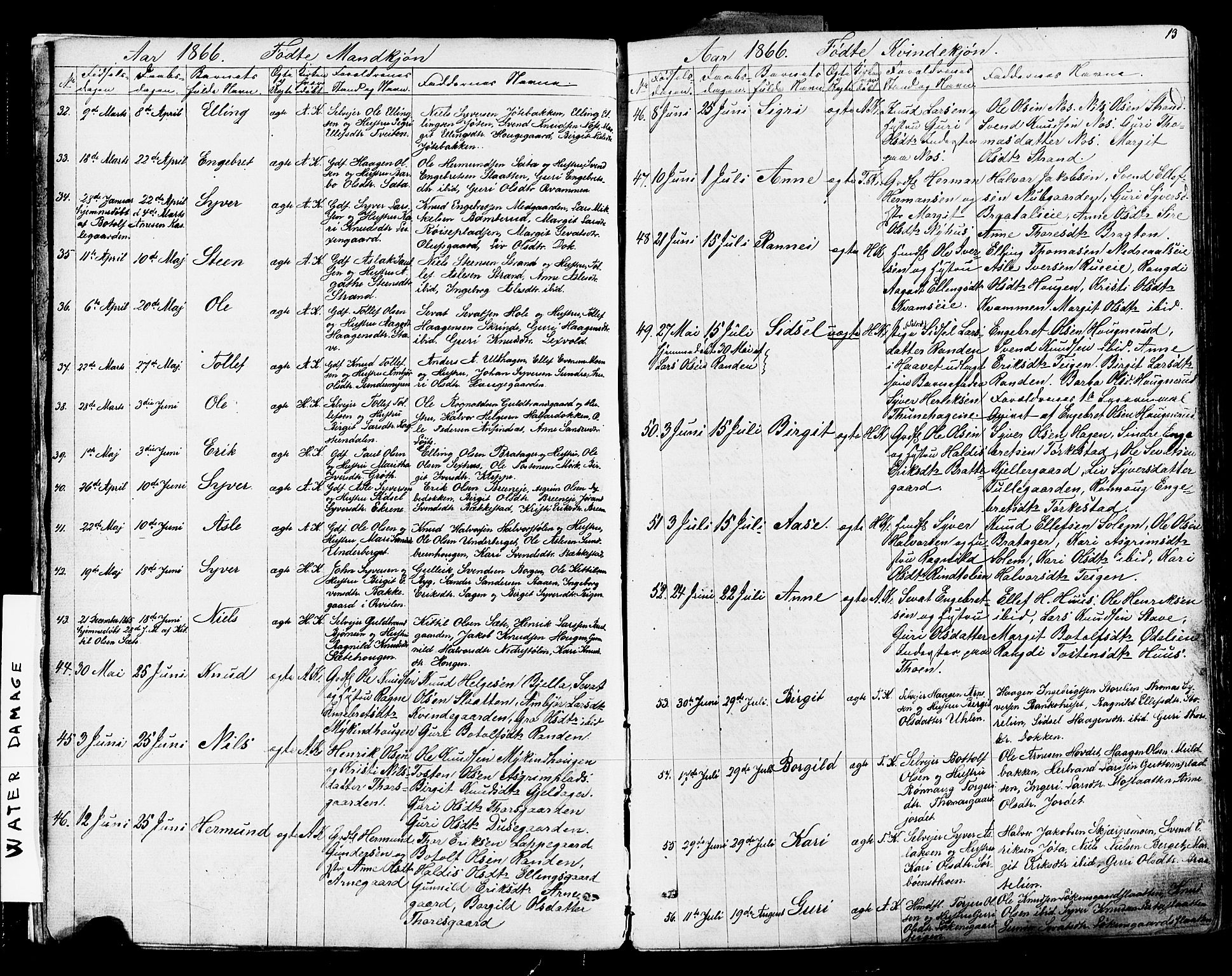 Ål kirkebøker, AV/SAKO-A-249/F/Fa/L0007: Ministerialbok nr. I 7, 1865-1881, s. 13