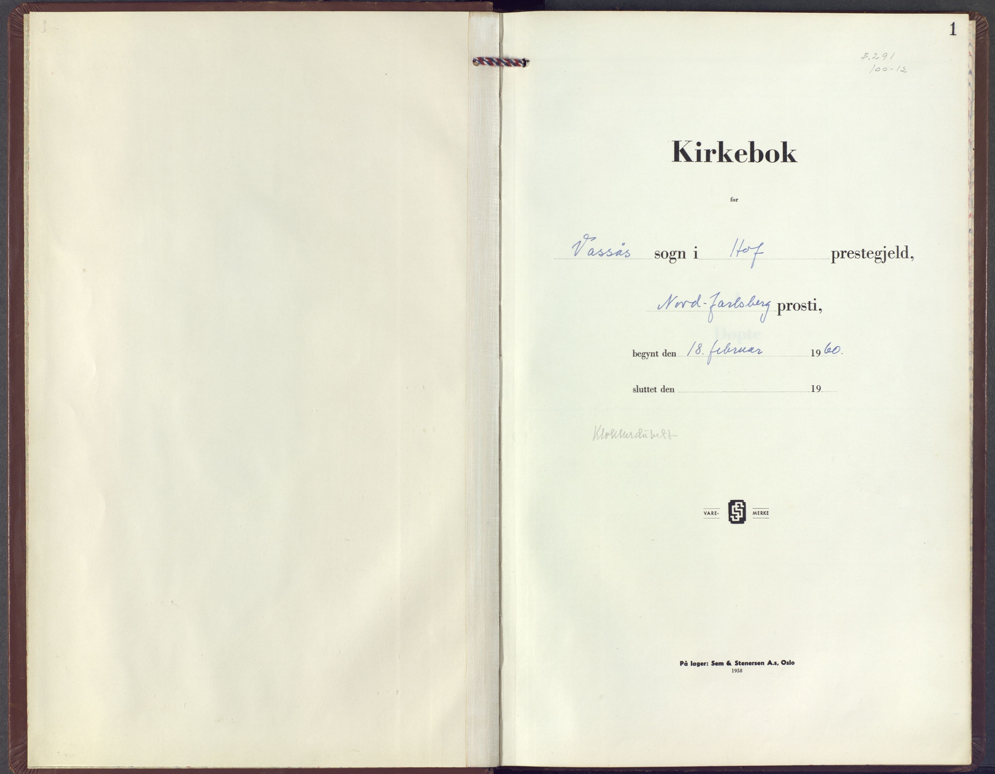 Hof kirkebøker, AV/SAKO-A-64/F/Fb/L0003: Ministerialbok nr. II 3, 1959-1978, s. 1