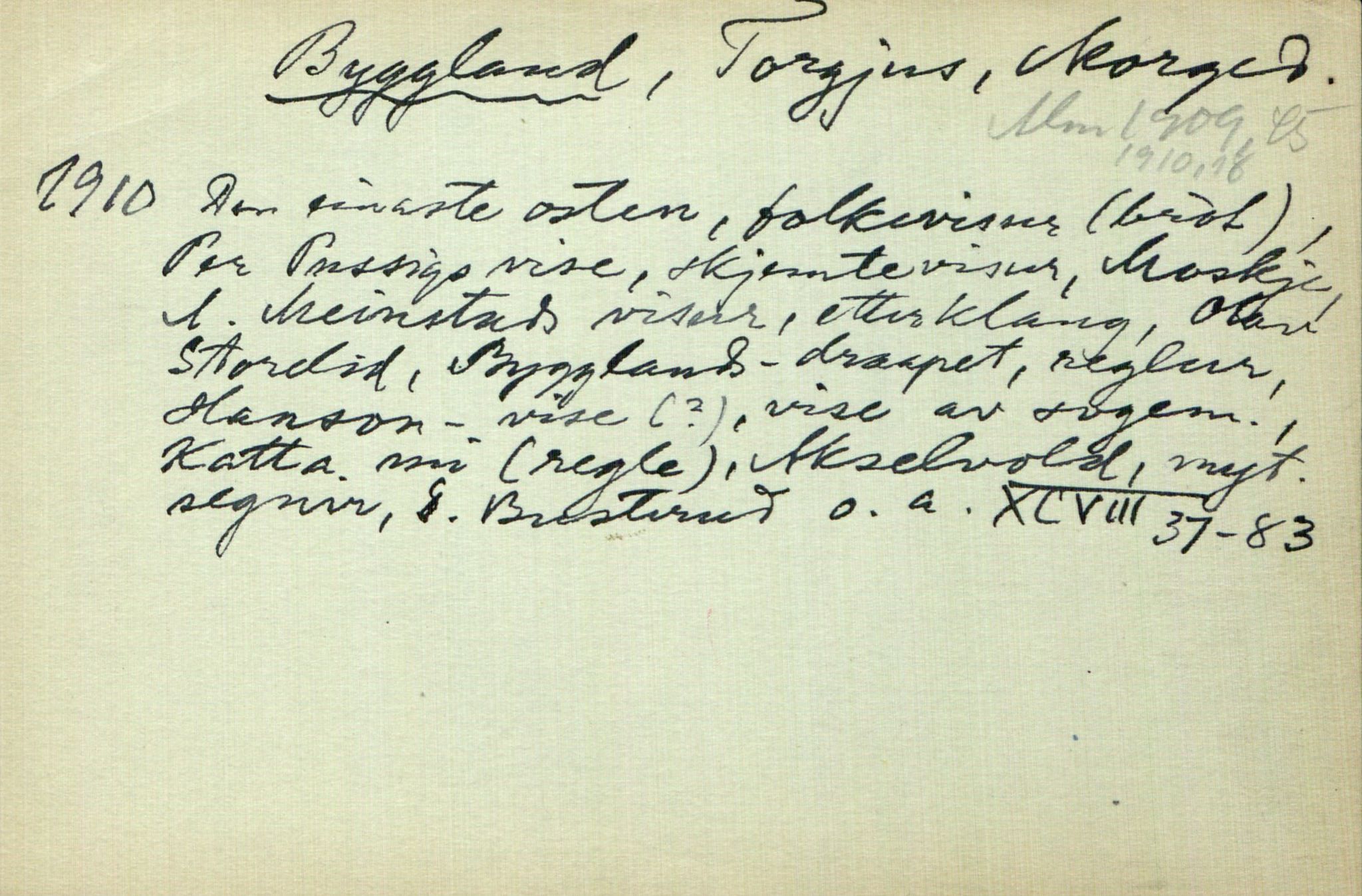 Rikard Berge, TEMU/TGM-A-1003/I/L0002: Personregister- B, 1910-1950