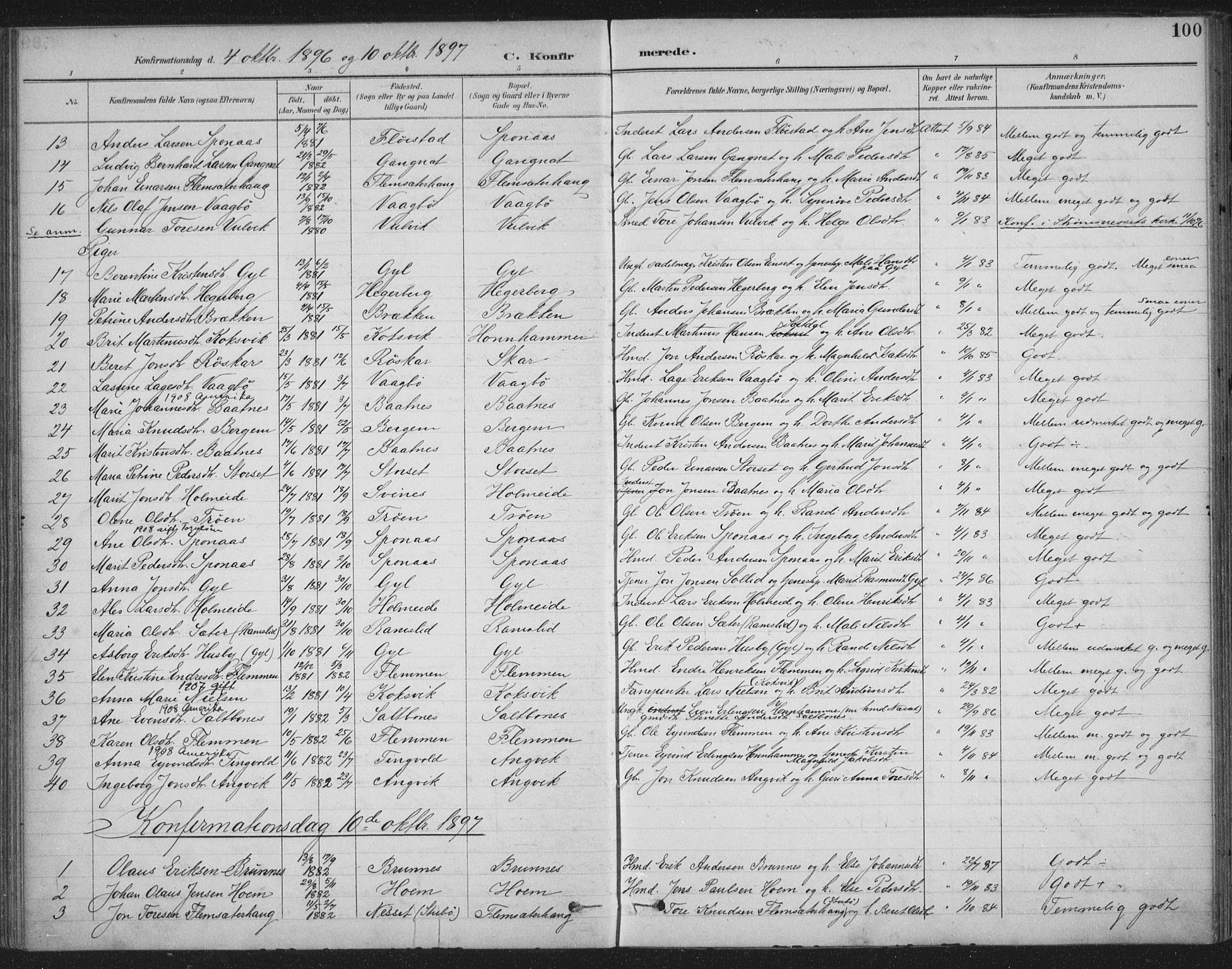 Ministerialprotokoller, klokkerbøker og fødselsregistre - Møre og Romsdal, SAT/A-1454/586/L0988: Ministerialbok nr. 586A14, 1893-1905, s. 100