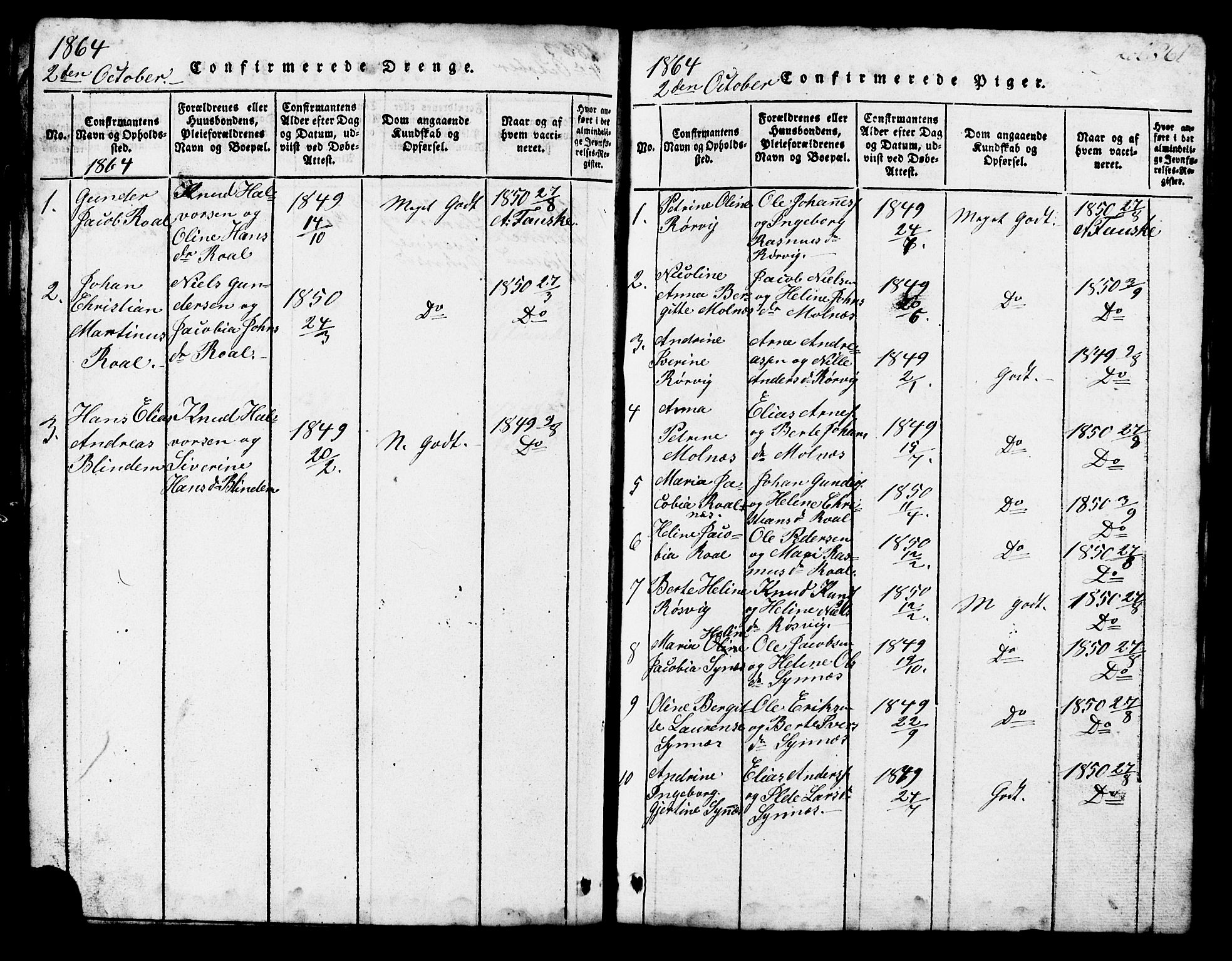 Ministerialprotokoller, klokkerbøker og fødselsregistre - Møre og Romsdal, SAT/A-1454/537/L0520: Klokkerbok nr. 537C01, 1819-1868, s. 261