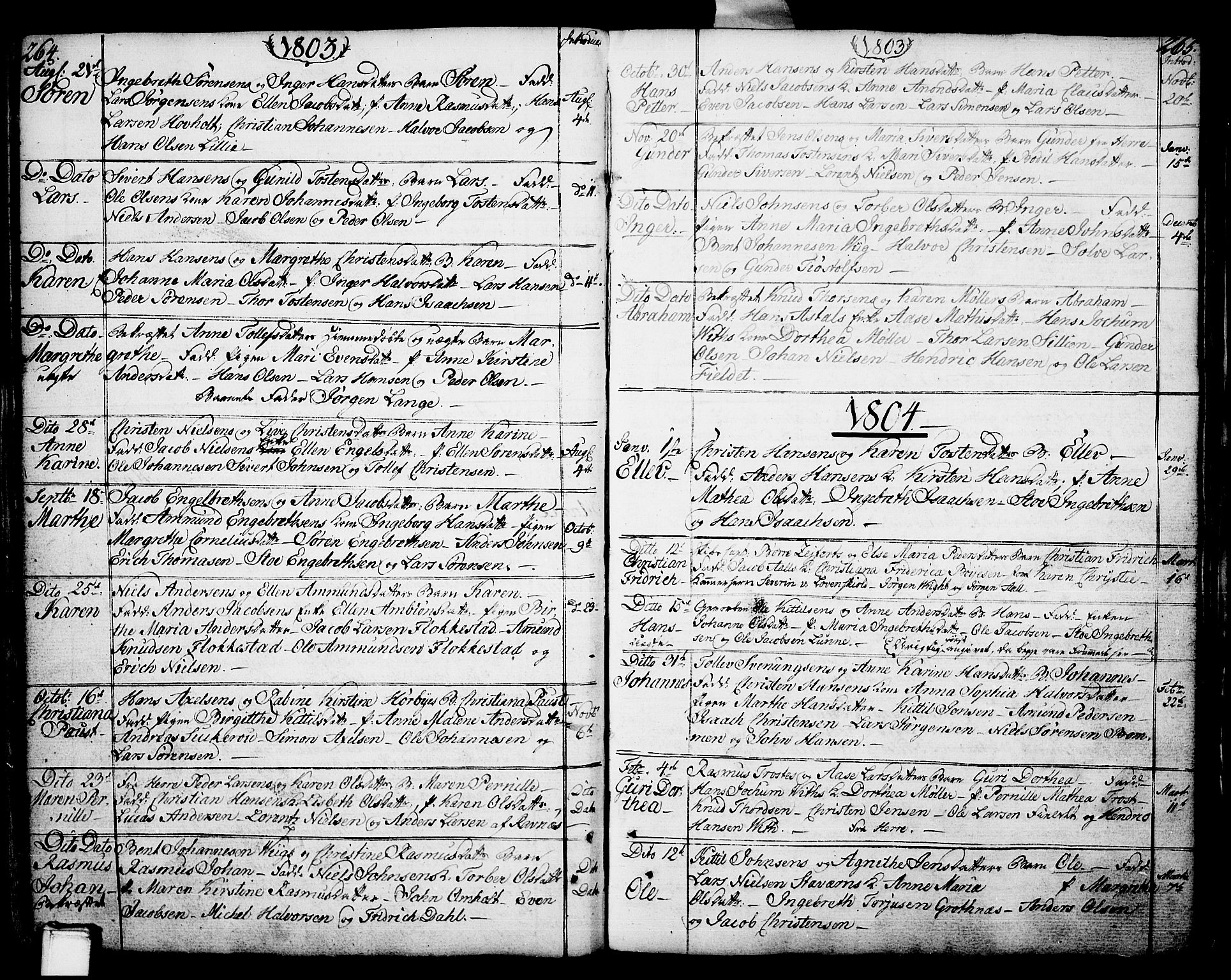 Porsgrunn kirkebøker , AV/SAKO-A-104/F/Fa/L0002: Ministerialbok nr. 2, 1764-1814, s. 264-265