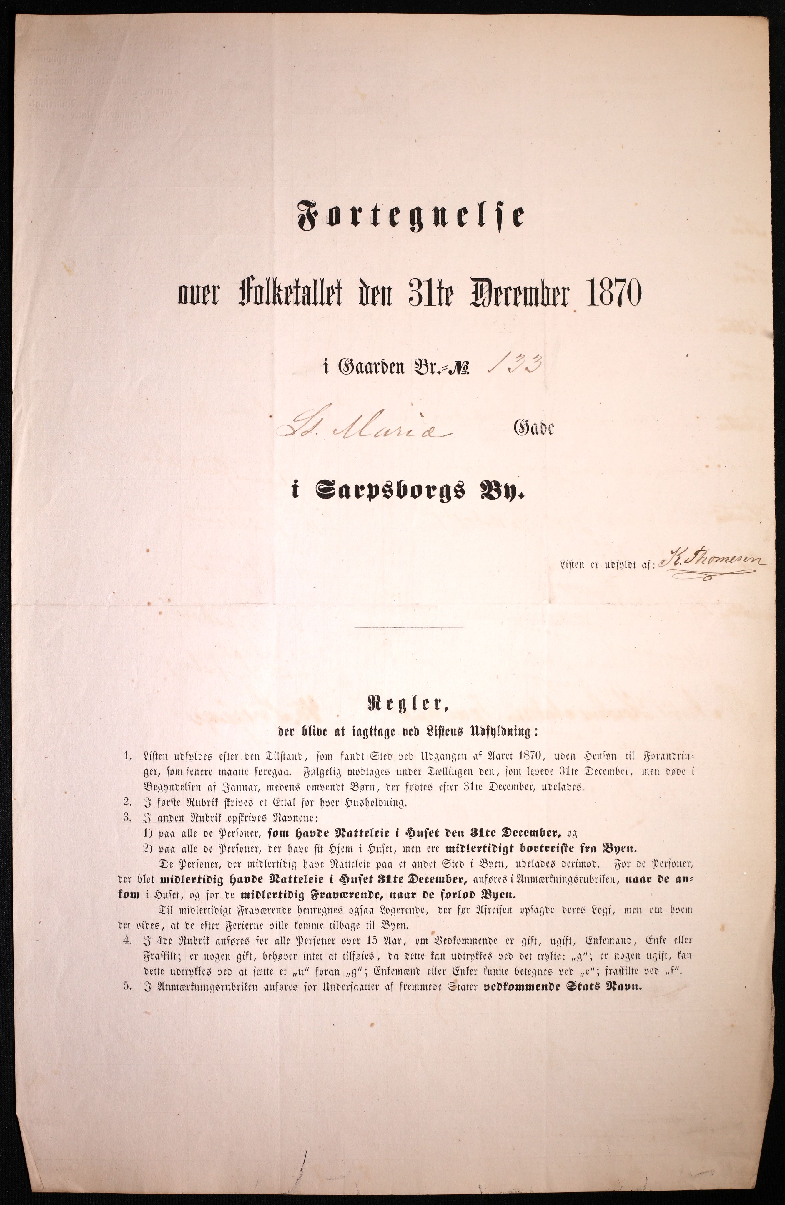 RA, Folketelling 1870 for 0102 Sarpsborg kjøpstad, 1870, s. 487