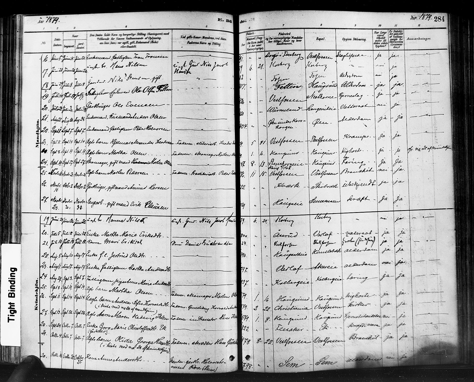Eiker kirkebøker, AV/SAKO-A-4/F/Fb/L0001: Ministerialbok nr. II 1, 1878-1888, s. 284