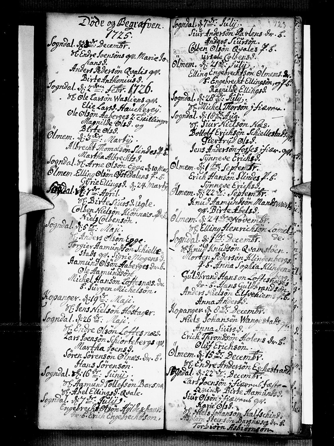 Sogndal sokneprestembete, SAB/A-81301/H/Haa/Haaa/L0002: Ministerialbok nr. A 2, 1725-1741, s. 123
