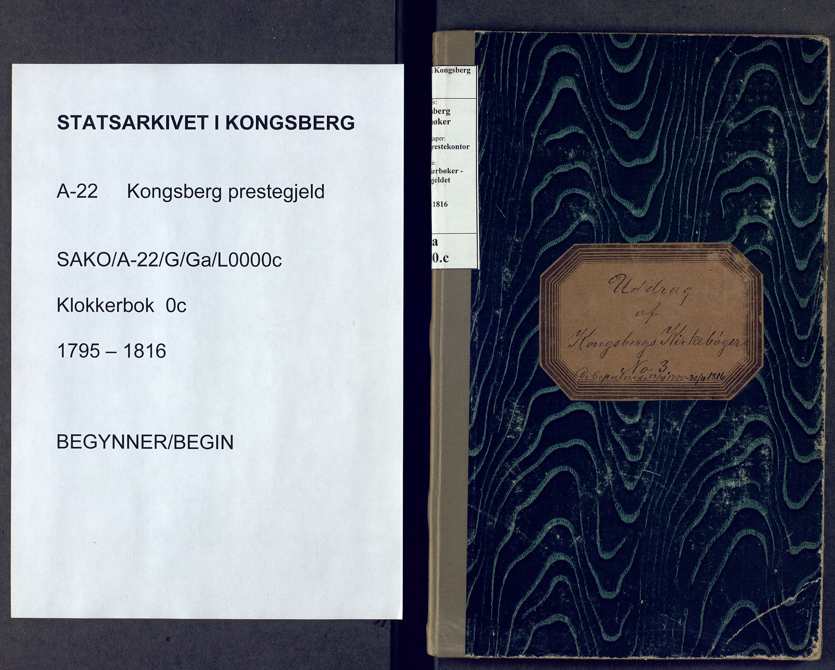 Kongsberg kirkebøker, SAKO/A-22/G/Ga/L0000c: Klokkerbok nr. 0c, 1795-1816