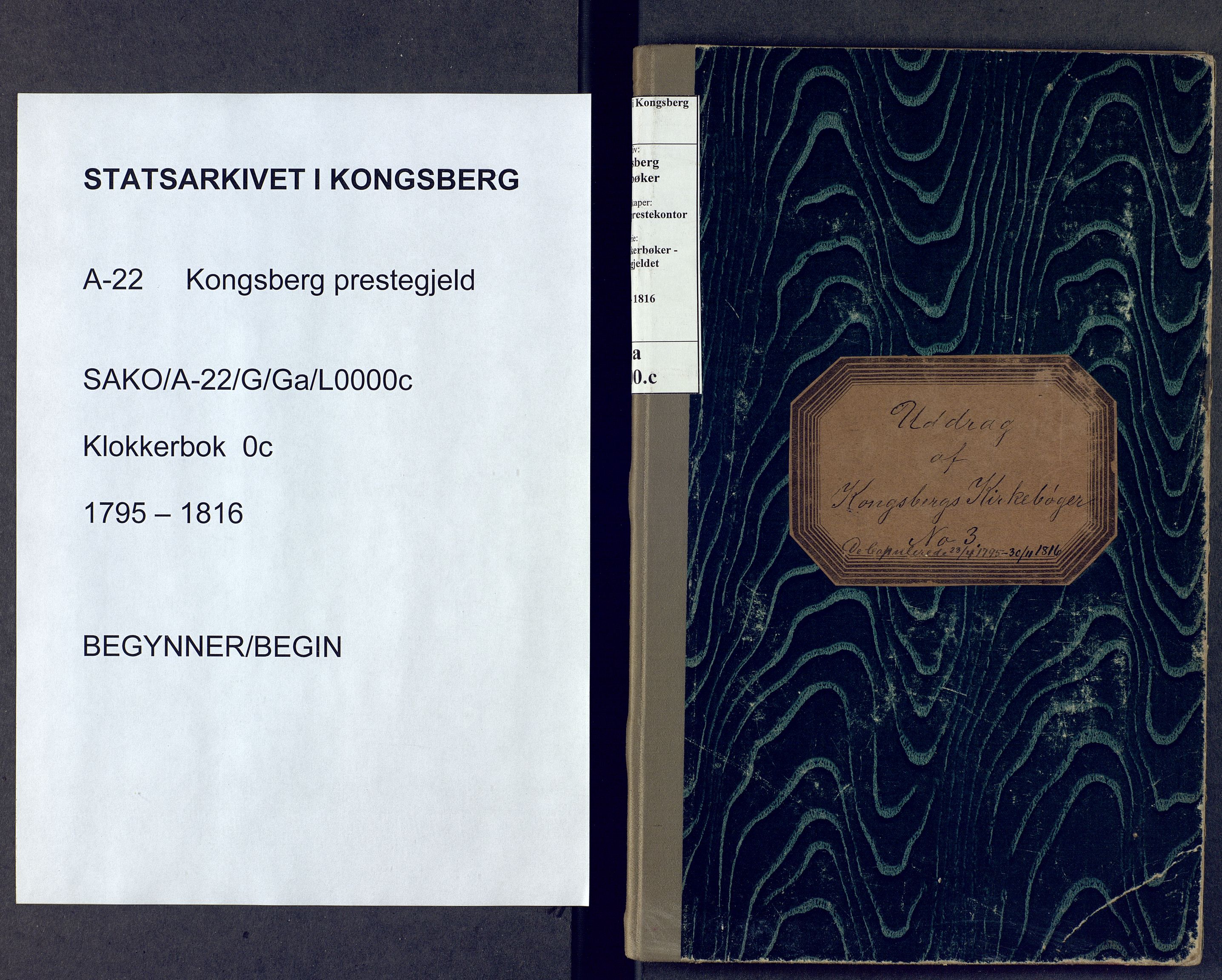 Kongsberg kirkebøker, AV/SAKO-A-22/G/Ga/L0000c: Klokkerbok nr. 0c, 1795-1816