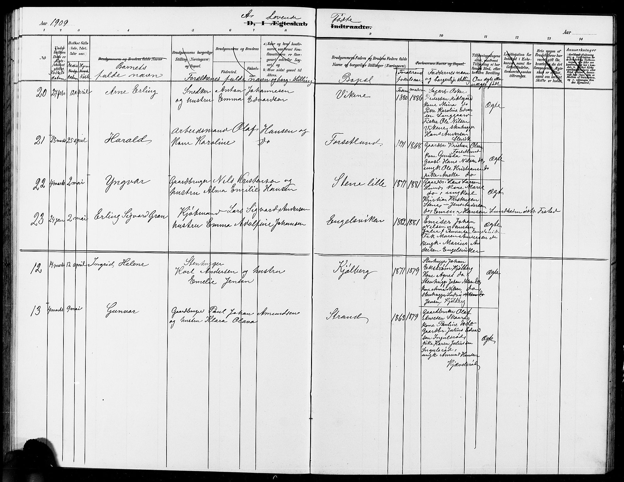 Onsøy prestekontor Kirkebøker, AV/SAO-A-10914/G/Ga/L0002: Klokkerbok nr. I 2, 1903-1909