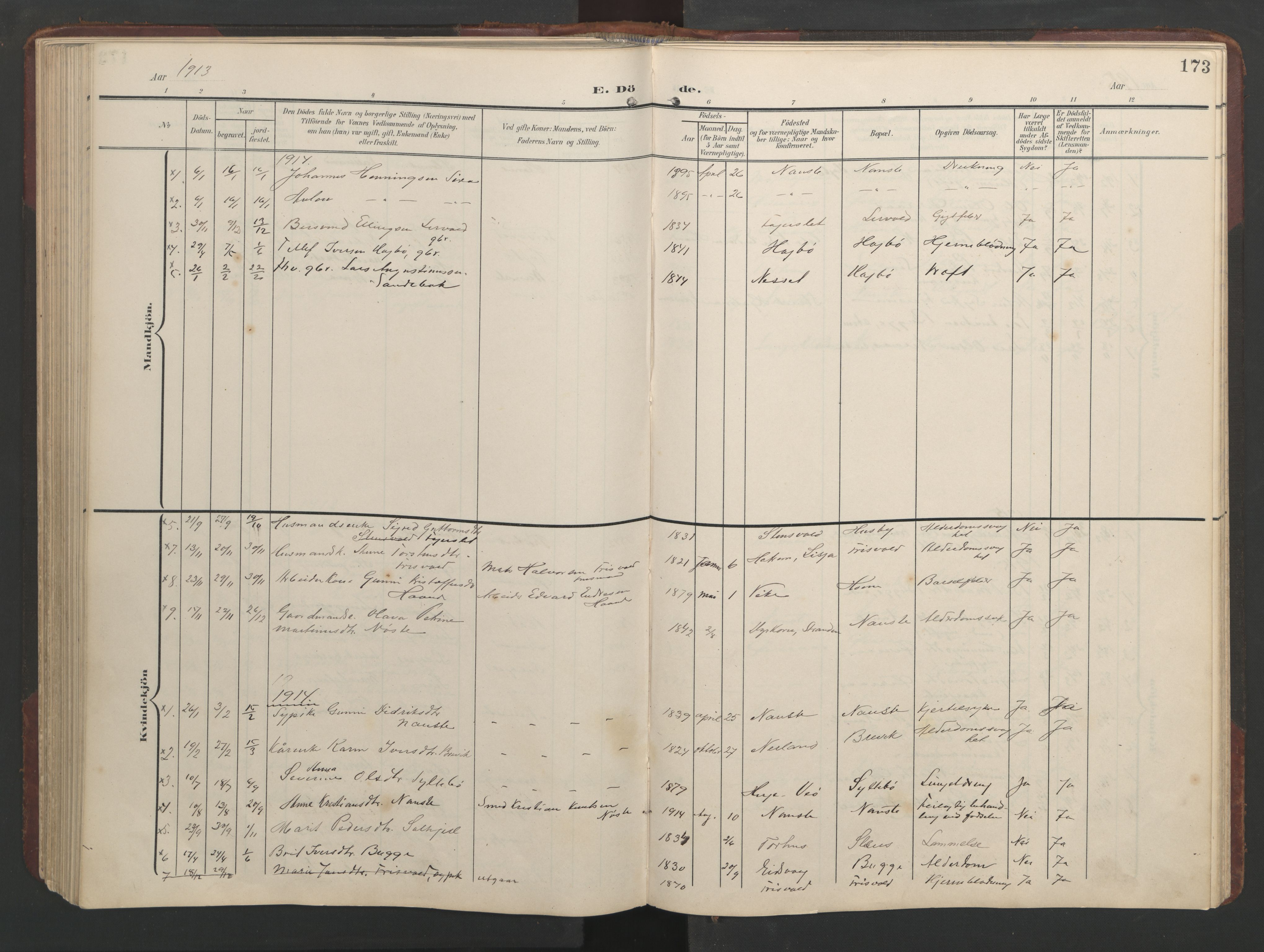 Ministerialprotokoller, klokkerbøker og fødselsregistre - Møre og Romsdal, AV/SAT-A-1454/552/L0639: Klokkerbok nr. 552C02, 1903-1960, s. 173