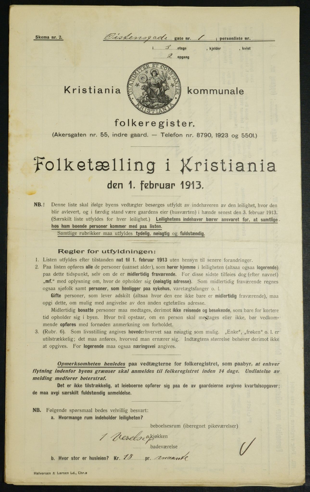 OBA, Kommunal folketelling 1.2.1913 for Kristiania, 1913, s. 130171