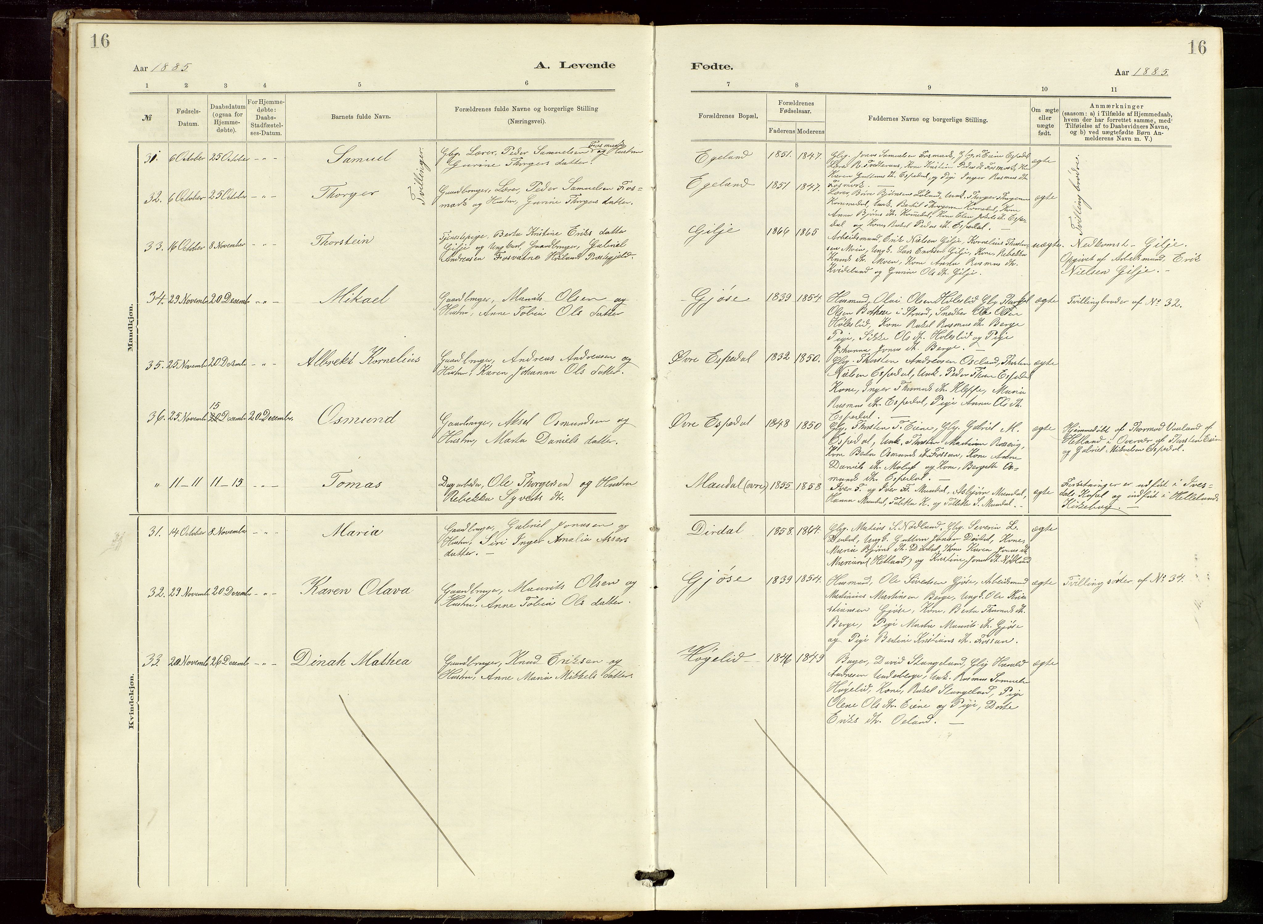 Høgsfjord sokneprestkontor, AV/SAST-A-101624/H/Ha/Hab/L0009: Klokkerbok nr. B 9, 1883-1920, s. 16