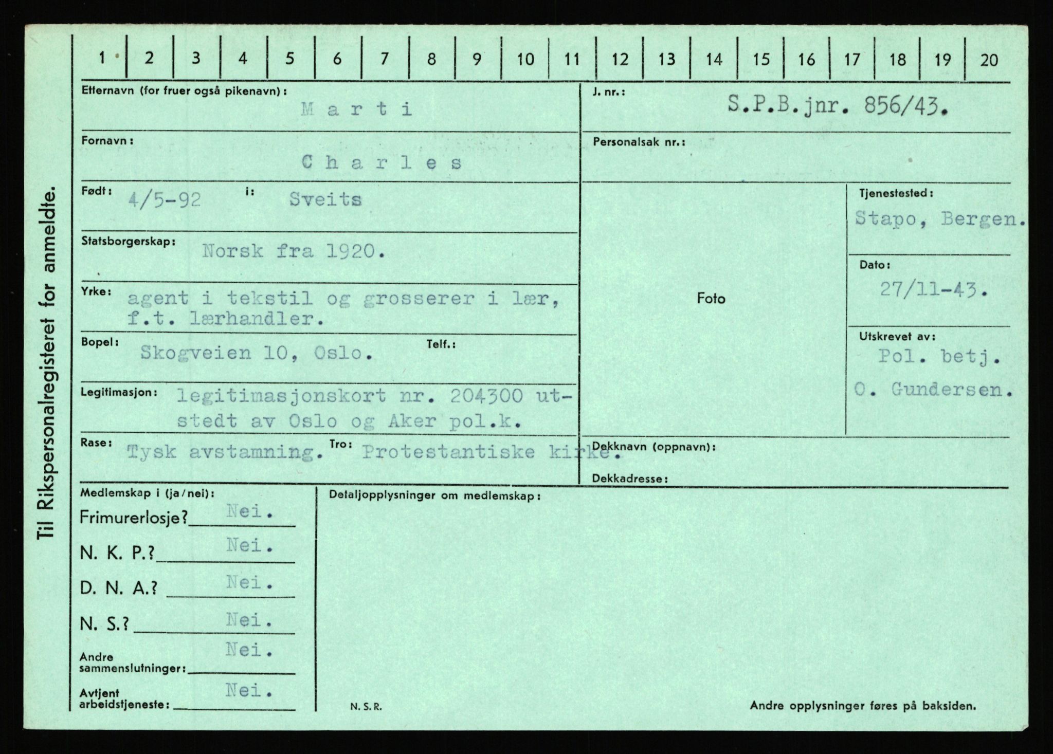 Statspolitiet - Hovedkontoret / Osloavdelingen, AV/RA-S-1329/C/Ca/L0010: Lind - Moksnes, 1943-1945, s. 2816