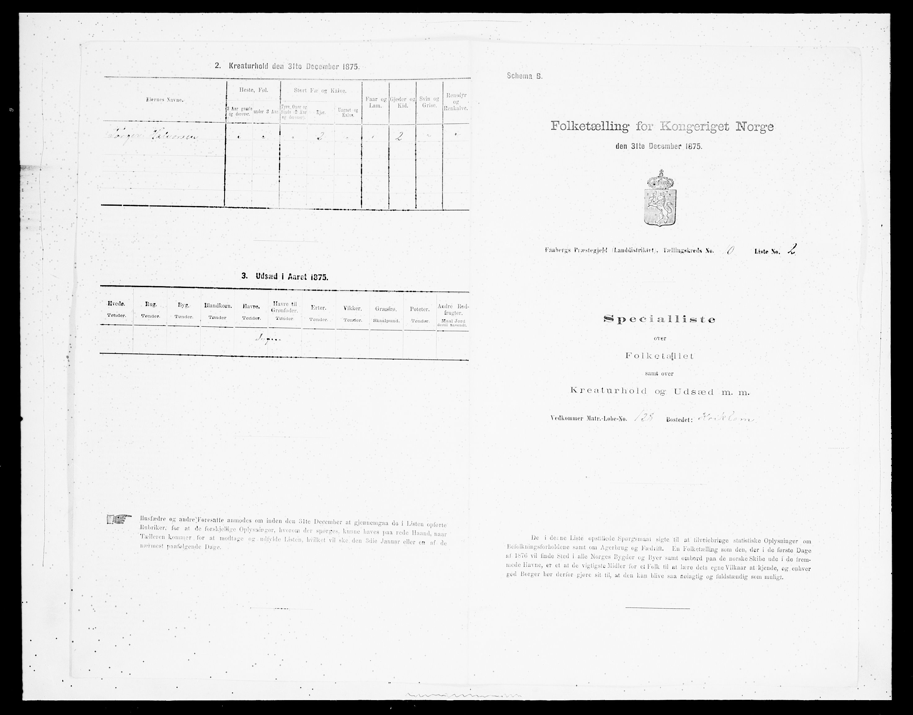 SAH, Folketelling 1875 for 0524L Fåberg prestegjeld, Fåberg sokn og Lillehammer landsokn, 1875, s. 1213
