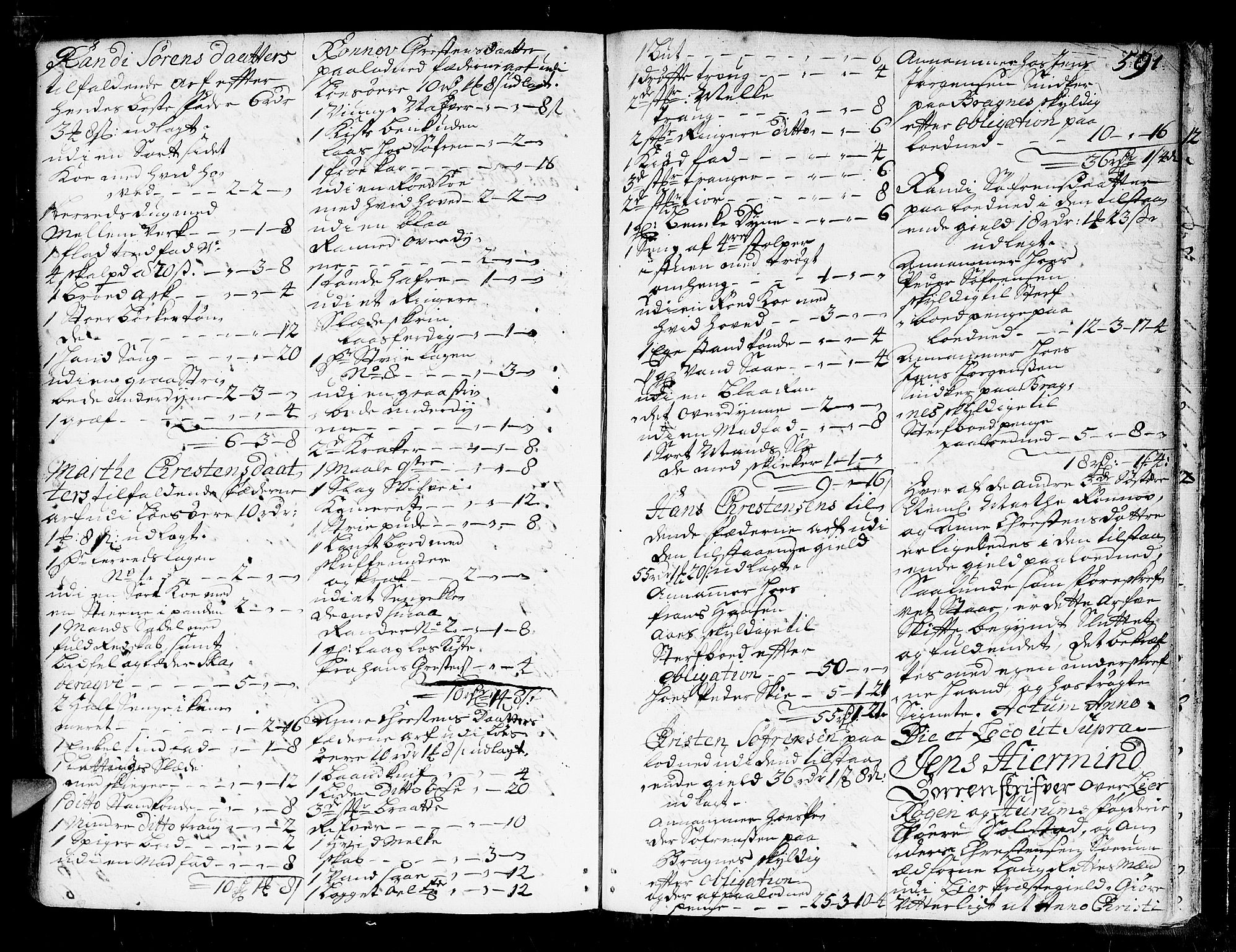 Lier, Røyken og Hurum sorenskriveri, AV/SAKO-A-89/H/Hc/L0003: Skifteprotokoll, 1717-1737, s. 590b-591a