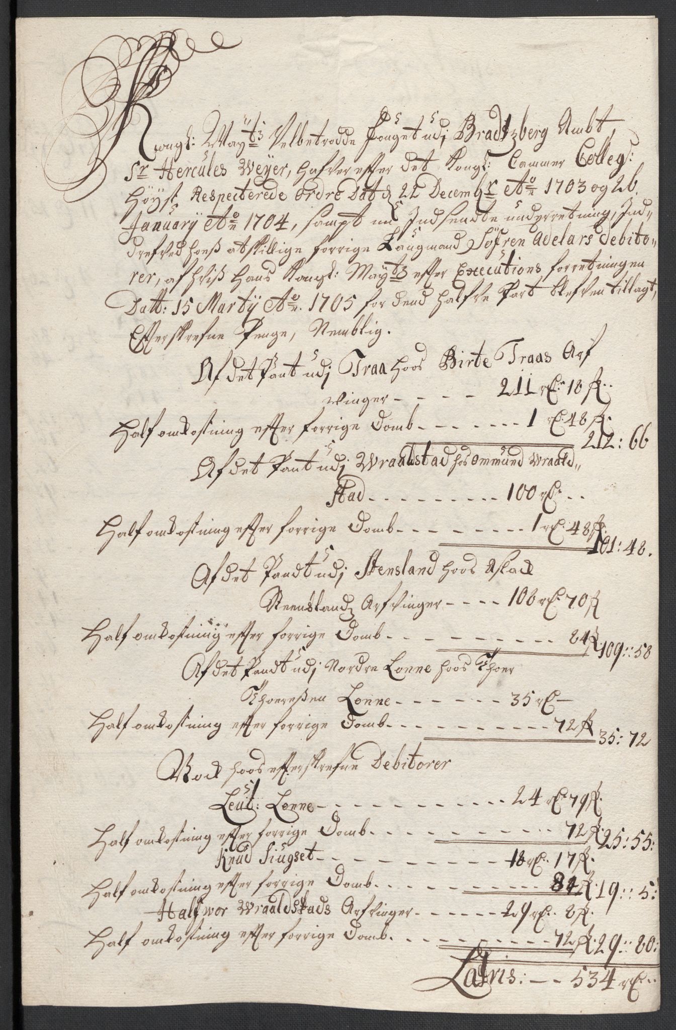 Rentekammeret inntil 1814, Reviderte regnskaper, Fogderegnskap, AV/RA-EA-4092/R36/L2115: Fogderegnskap Øvre og Nedre Telemark og Bamble, 1705, s. 136