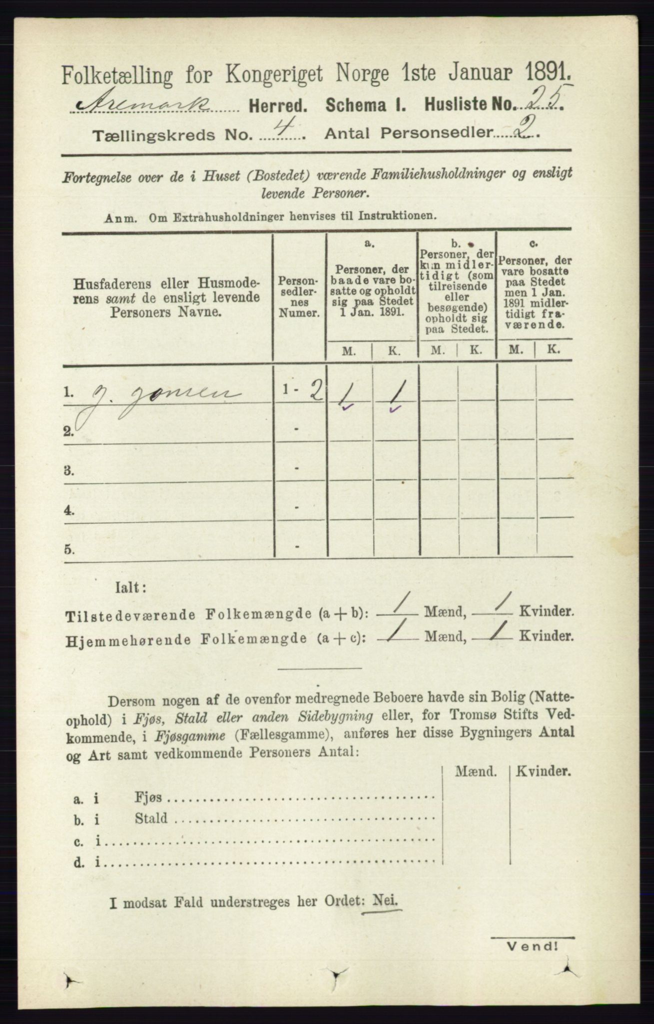 RA, Folketelling 1891 for 0118 Aremark herred, 1891, s. 1854