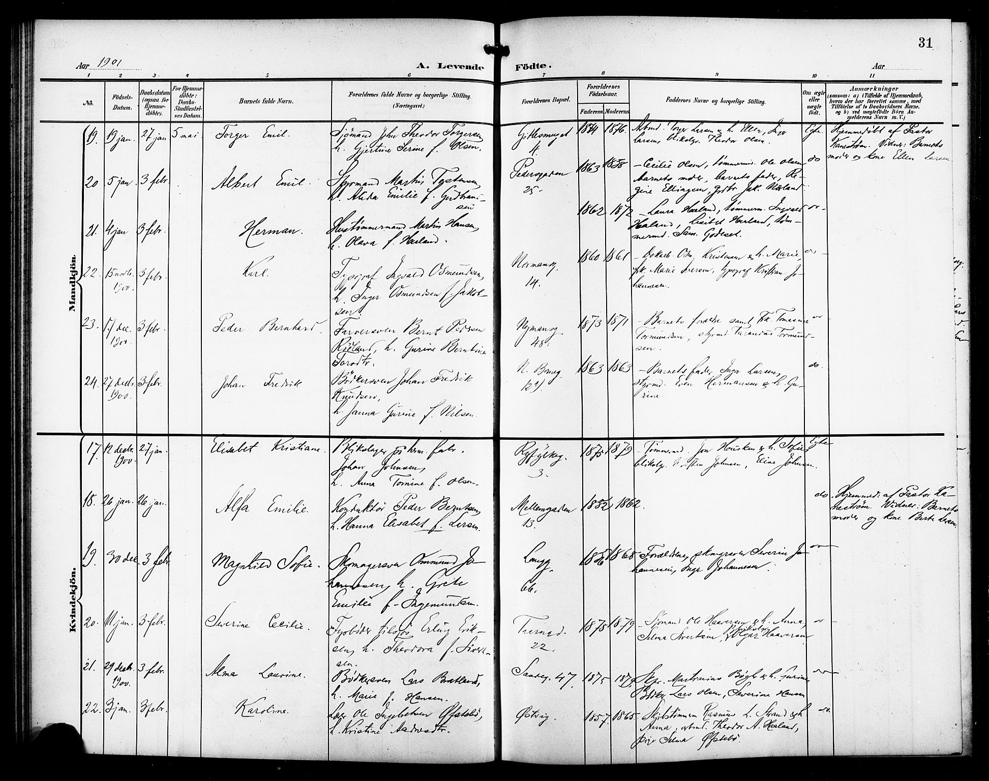 St. Johannes sokneprestkontor, AV/SAST-A-101814/001/30/30BB/L0004: Klokkerbok nr. B 4, 1900-1907, s. 31