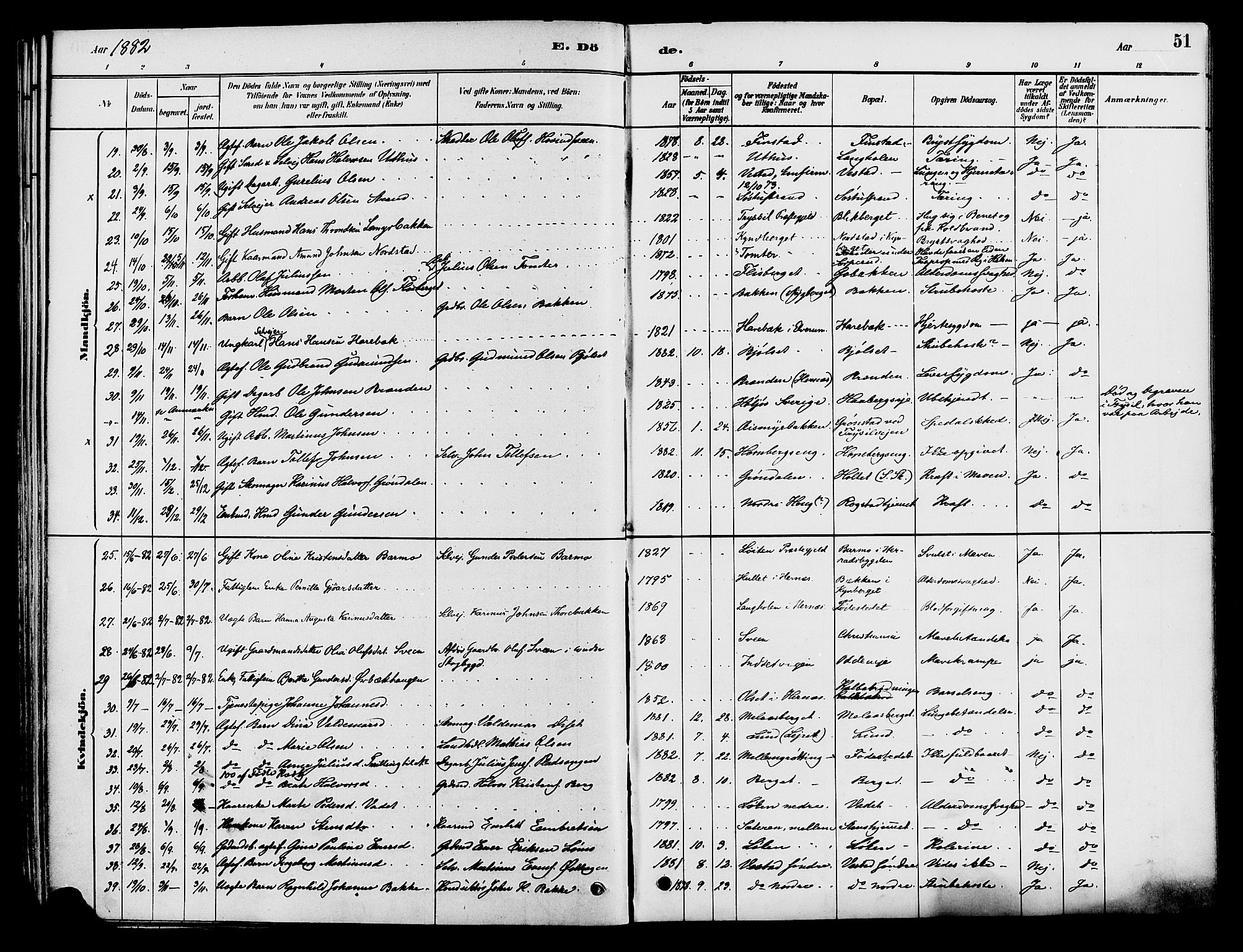 Elverum prestekontor, AV/SAH-PREST-044/H/Ha/Haa/L0012: Ministerialbok nr. 12, 1880-1893, s. 51