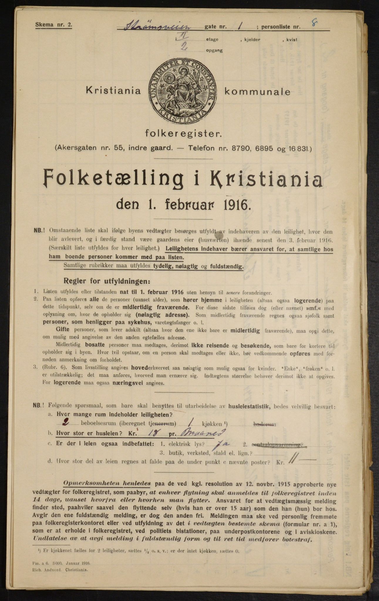 OBA, Kommunal folketelling 1.2.1916 for Kristiania, 1916, s. 106718