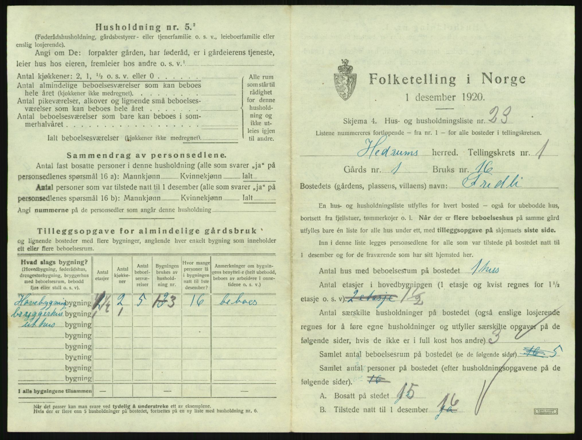 SAKO, Folketelling 1920 for 0727 Hedrum herred, 1920, s. 115