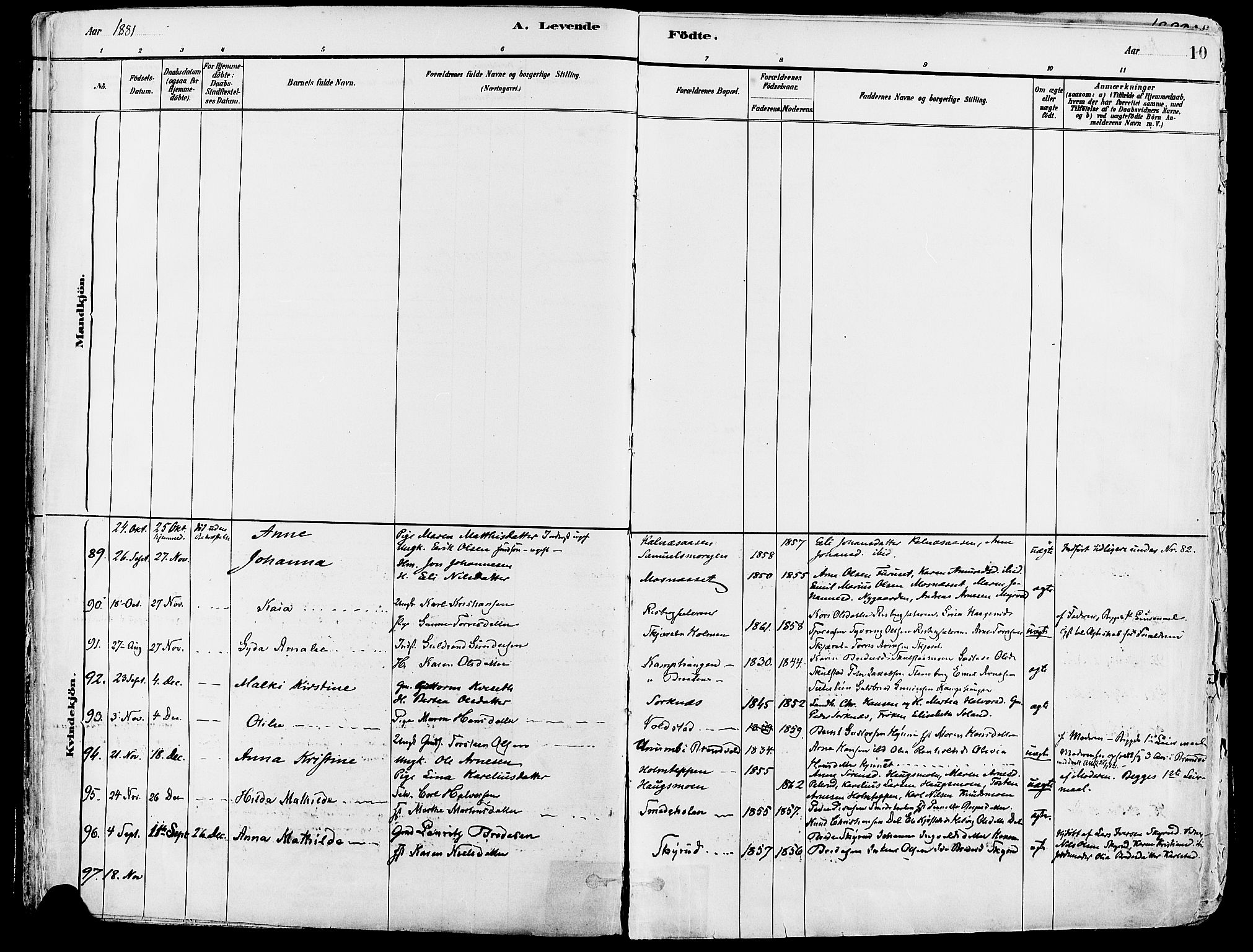 Grue prestekontor, AV/SAH-PREST-036/H/Ha/Haa/L0012: Ministerialbok nr. 12, 1881-1897, s. 10