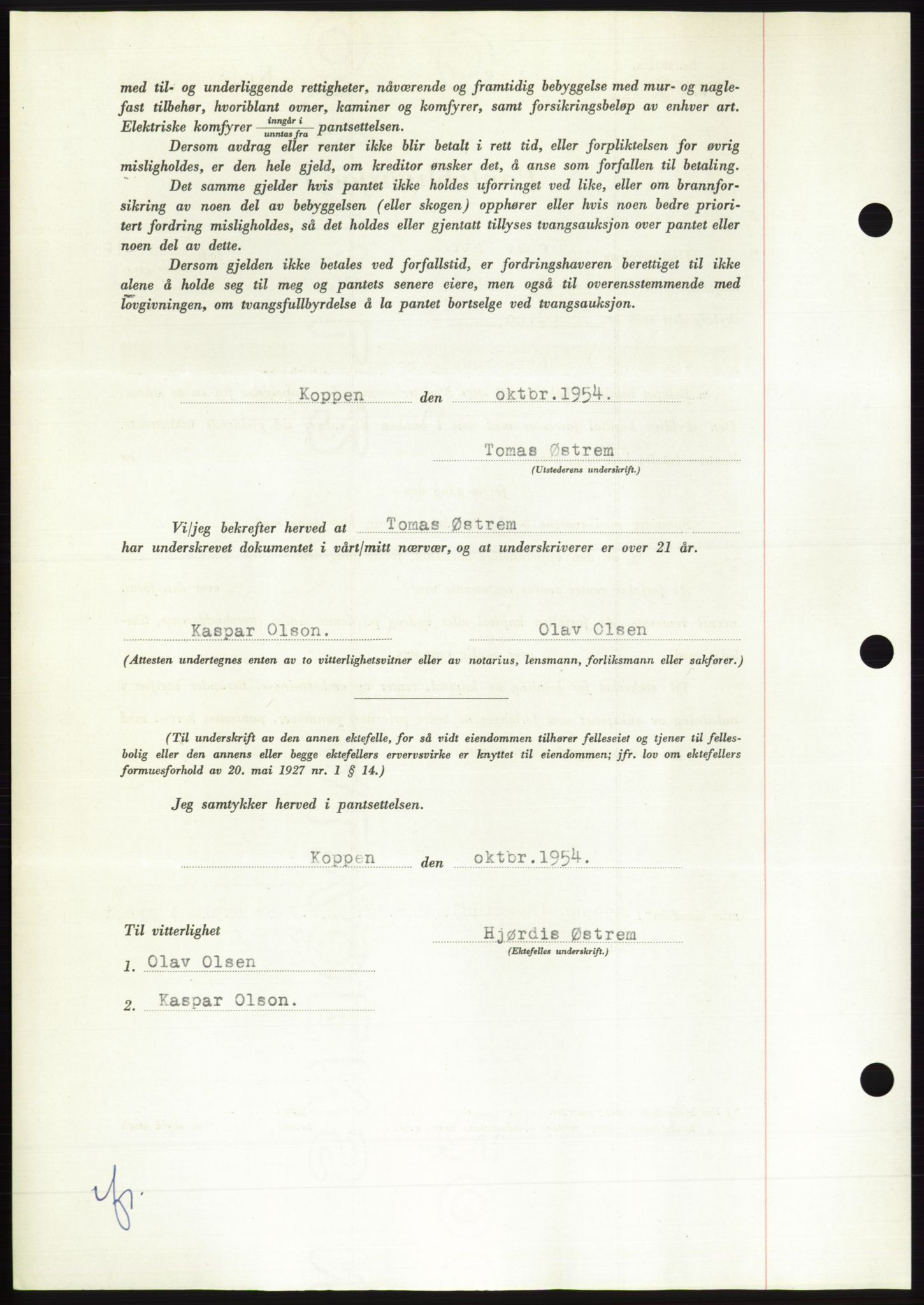 Søre Sunnmøre sorenskriveri, AV/SAT-A-4122/1/2/2C/L0126: Pantebok nr. 14B, 1954-1955, Dagboknr: 2700/1954