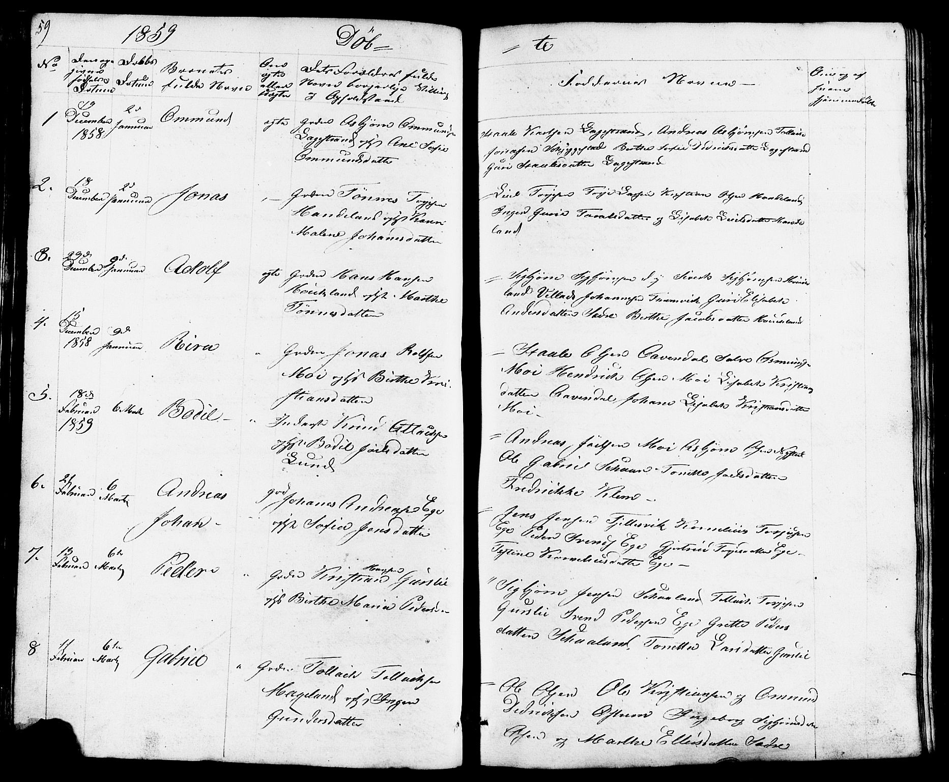 Lund sokneprestkontor, AV/SAST-A-101809/S07/L0003: Klokkerbok nr. B 3, 1848-1885, s. 59